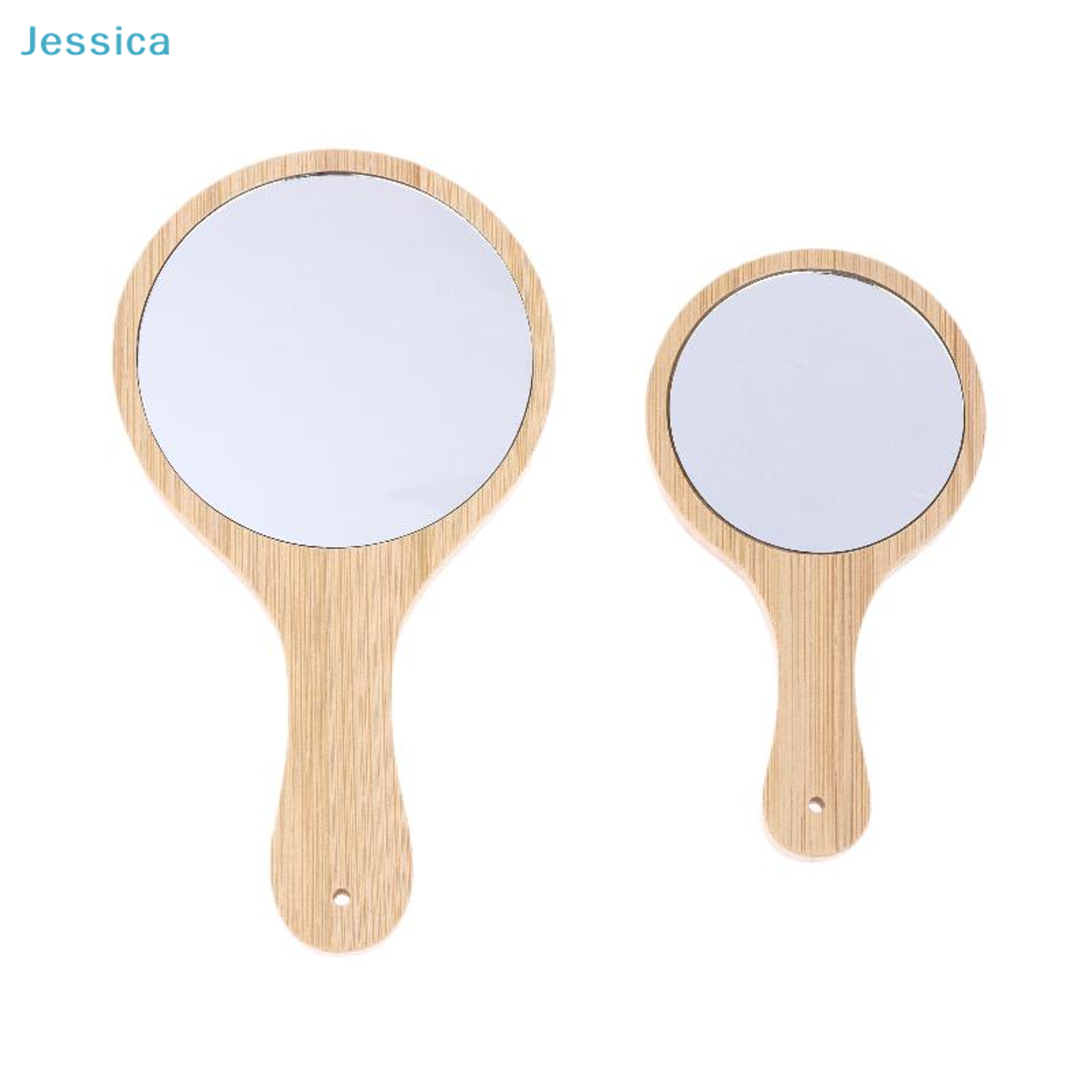 natural bamboo handheld mirror portable wooden hand mirror for makeup, vanity & travel