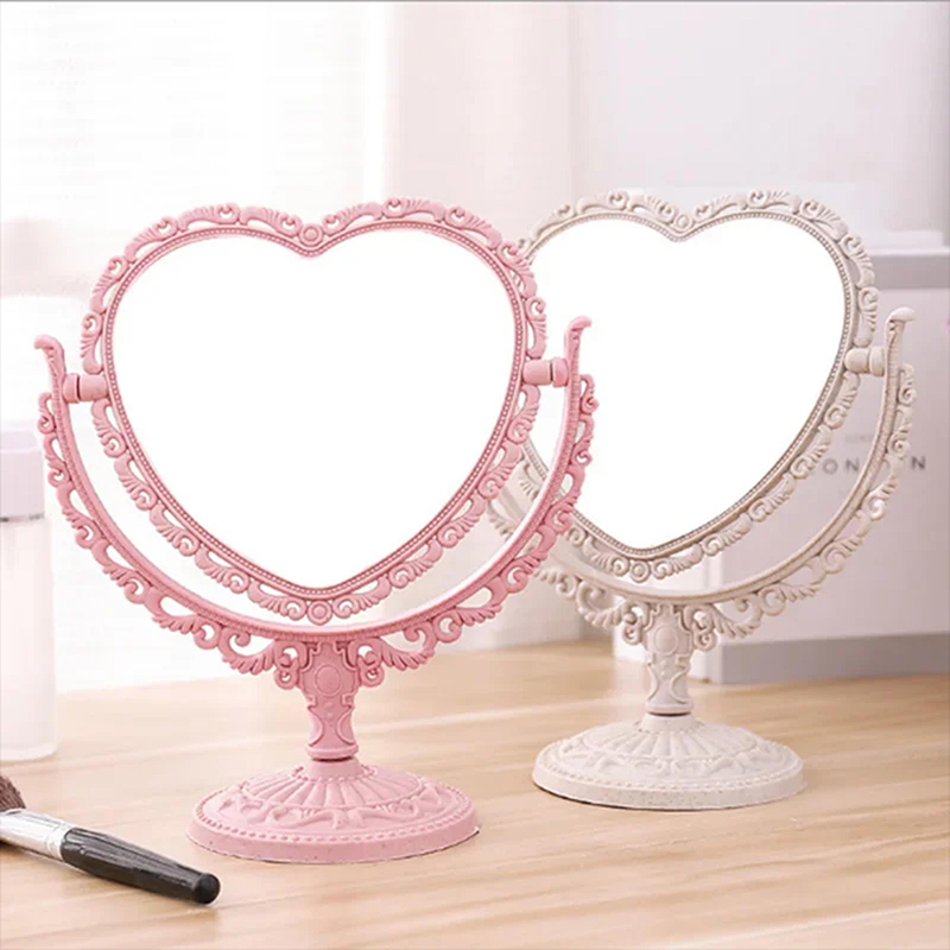 heart makeup mirror double sided vanity mirror portable desktop makeup mirror with magnifying side