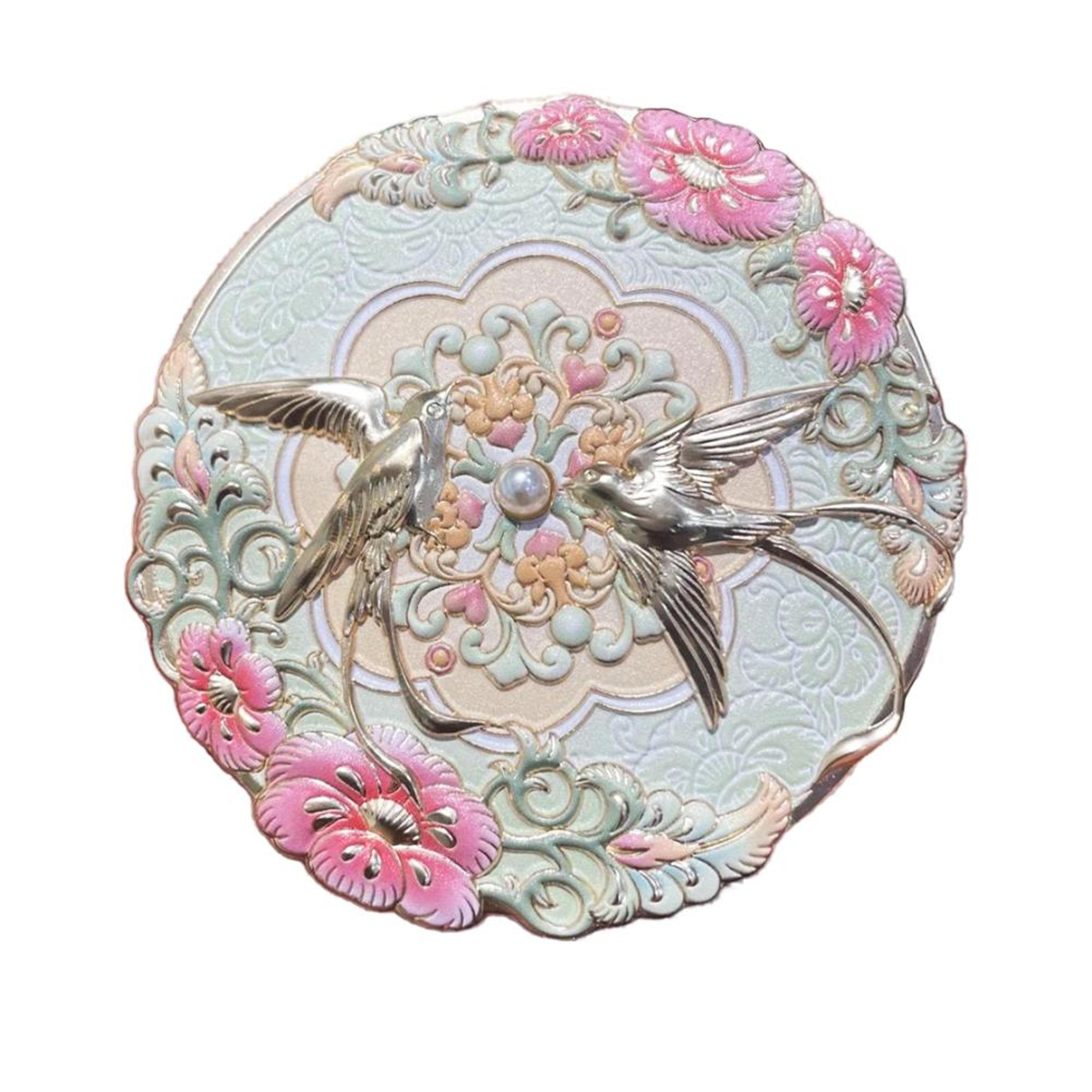 vintage compact makeup mirror chinese style peony pocket mirror for travel & everyday beauty