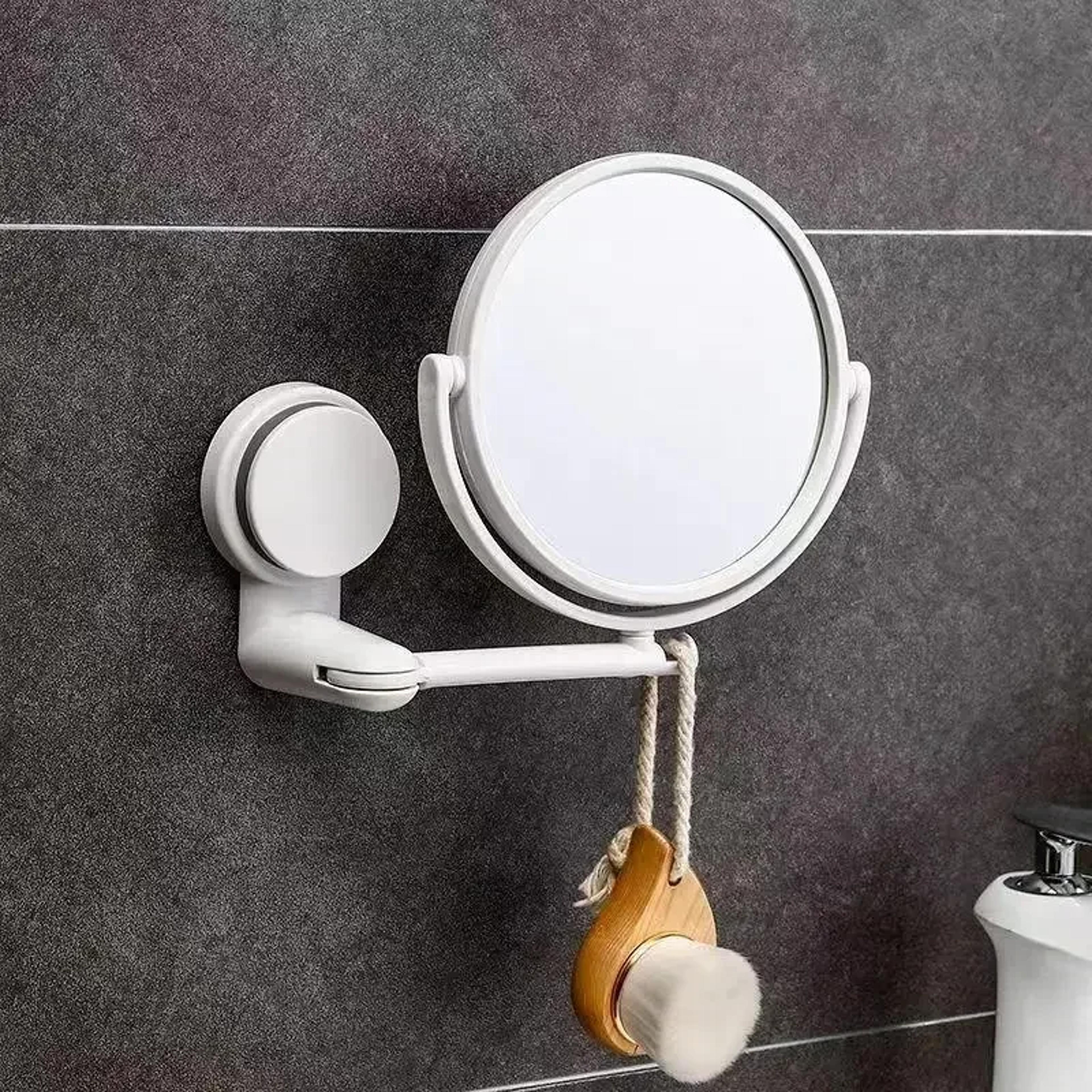 wall mounted makeup mirror with extendable arm double sided swivel no drill bathroom mirror