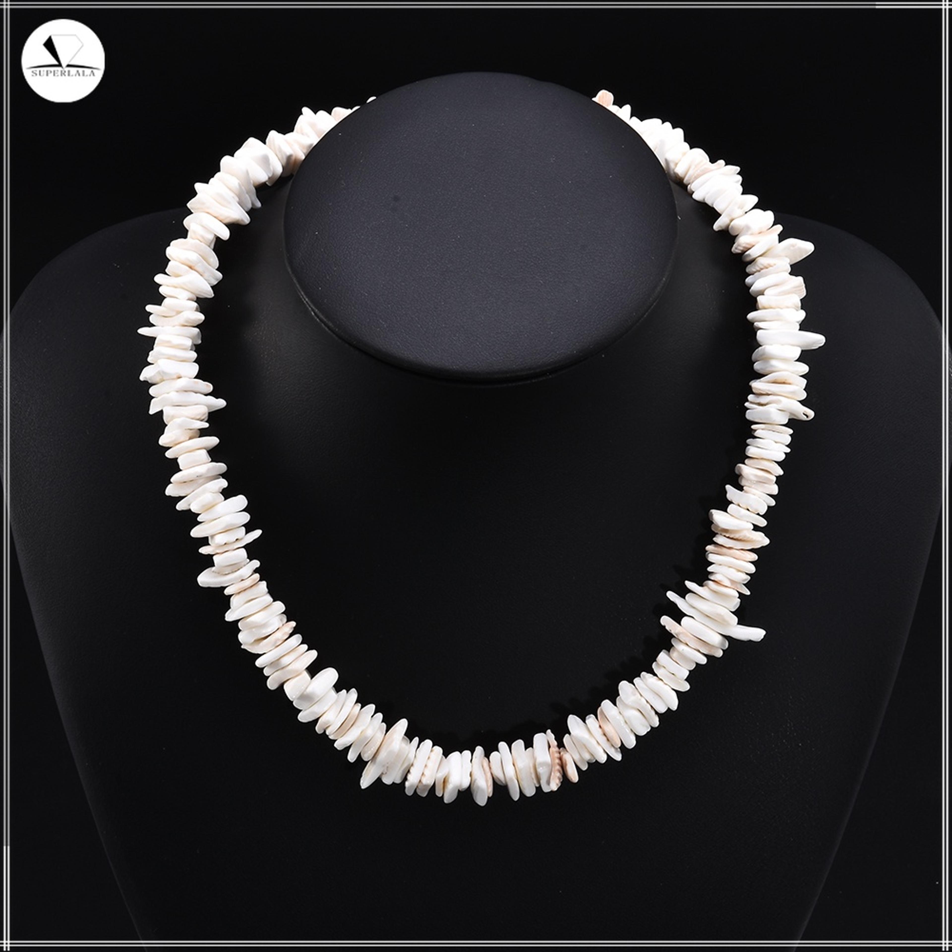 adjustable puka shell necklace for women & men hawaiian beach shell choker summer jewelry