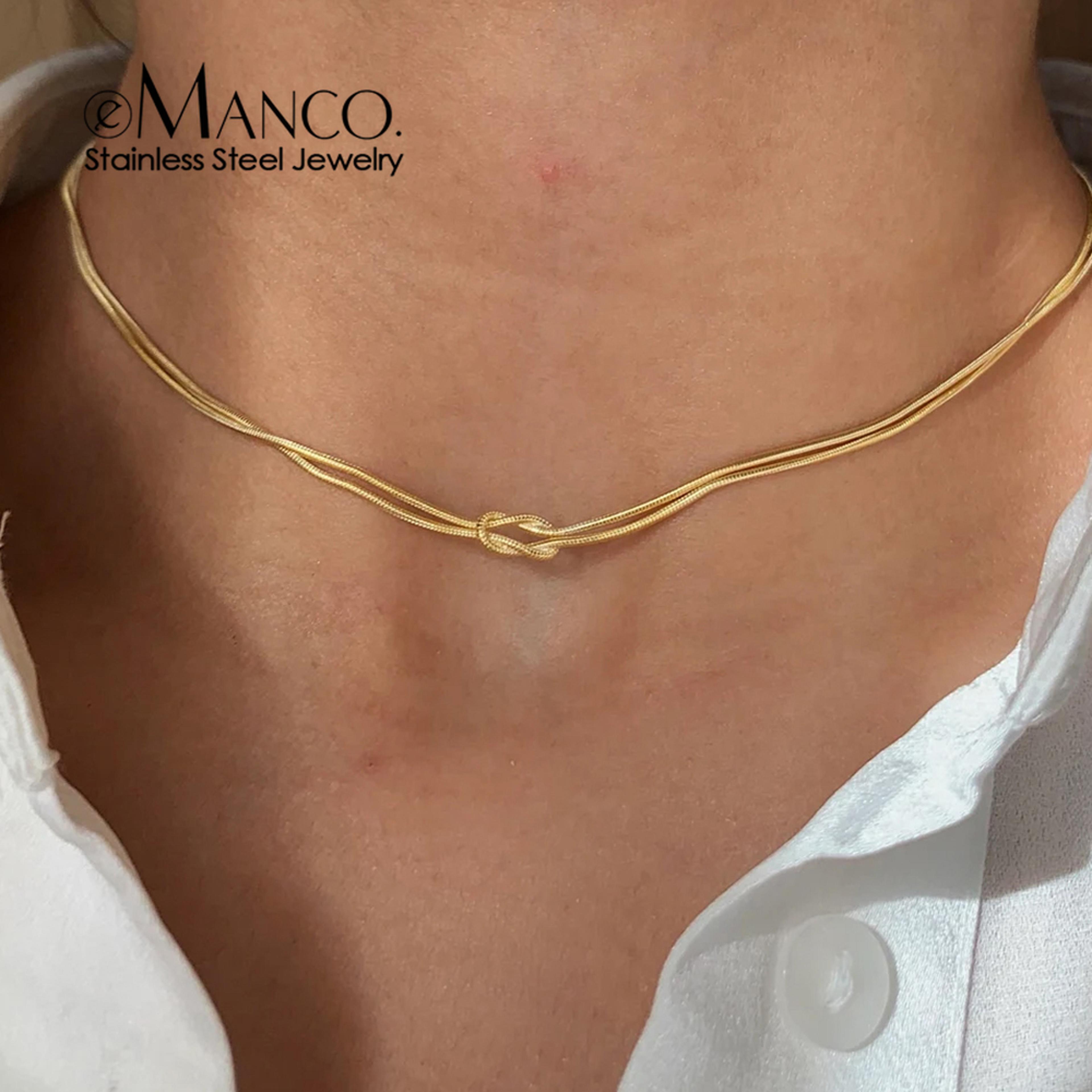 gold knot necklace for women minimalist stainless steel necklace