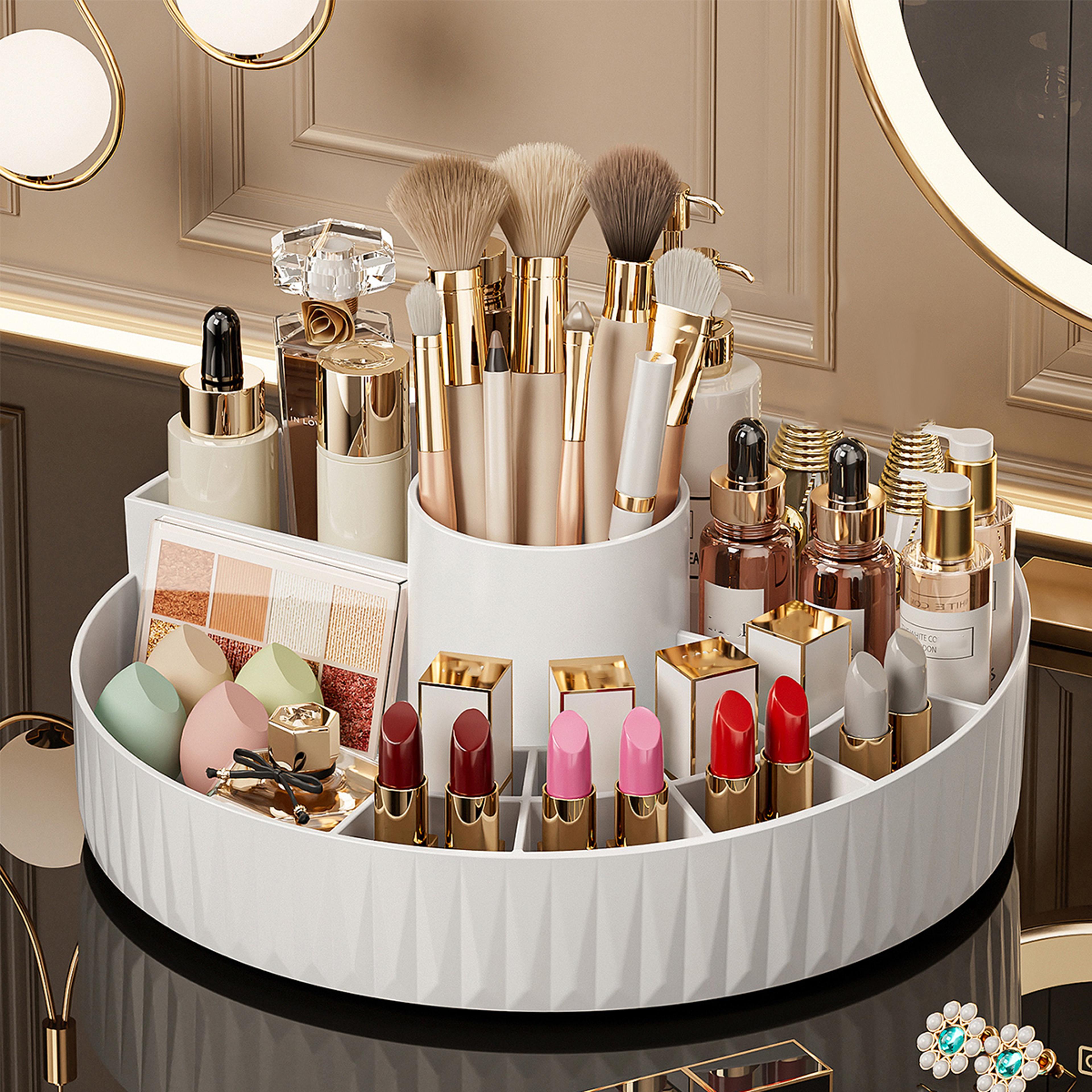 rotating makeup organizer cosmetic storage box and vanity organizer