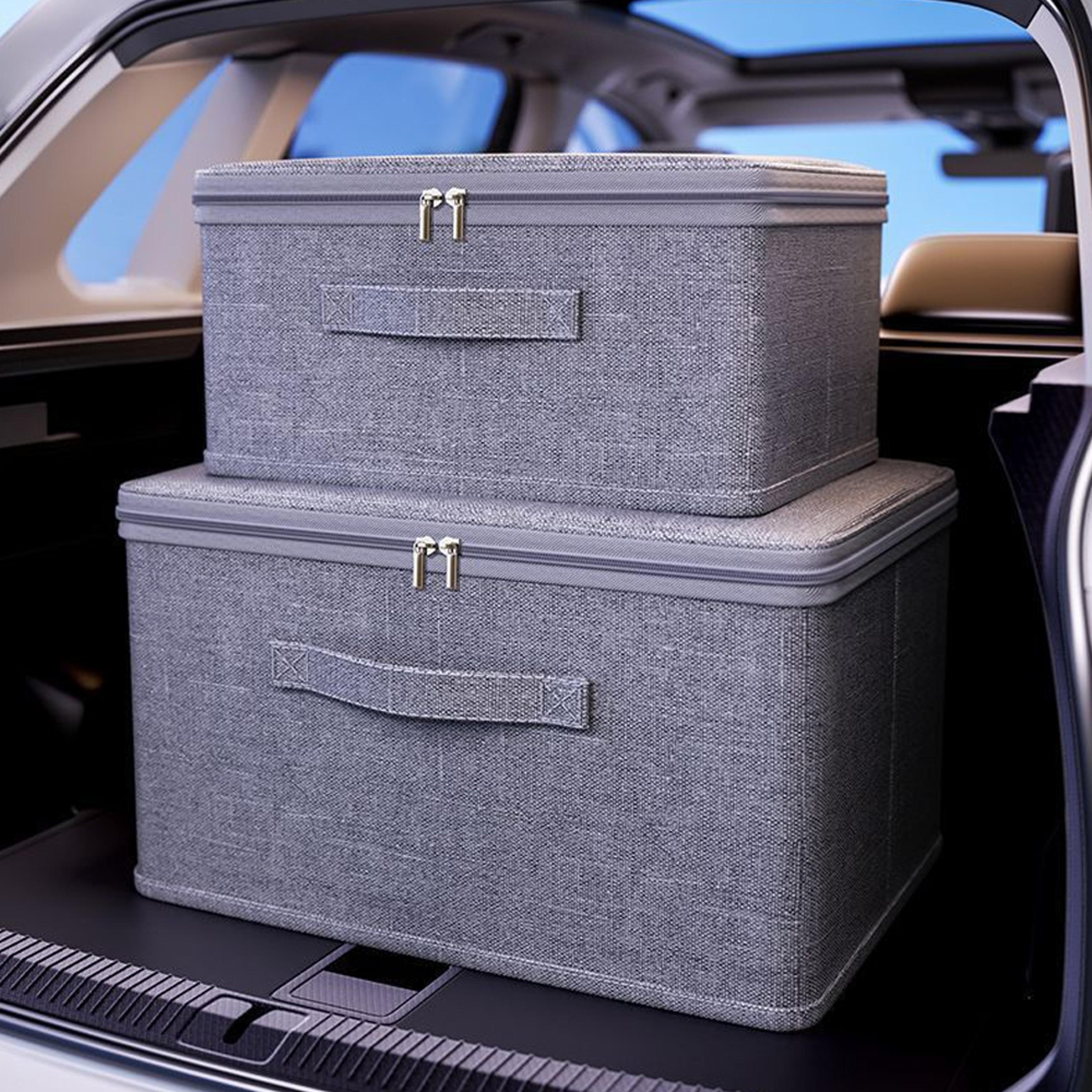 large foldable storage box with soft lid for clothing travel and trunk organization