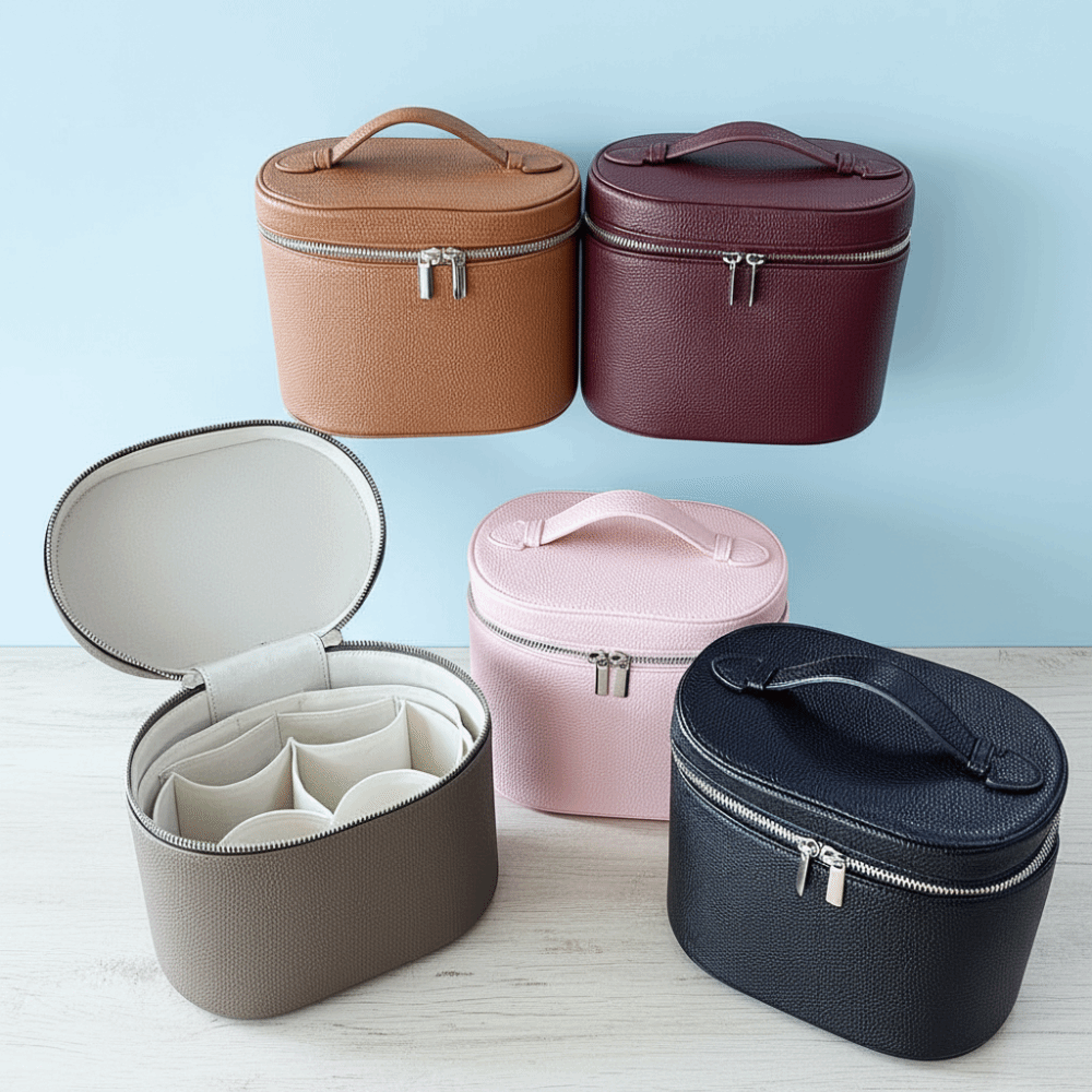 large capacity travel makeup bag waterproof pu leather cosmetic organizer