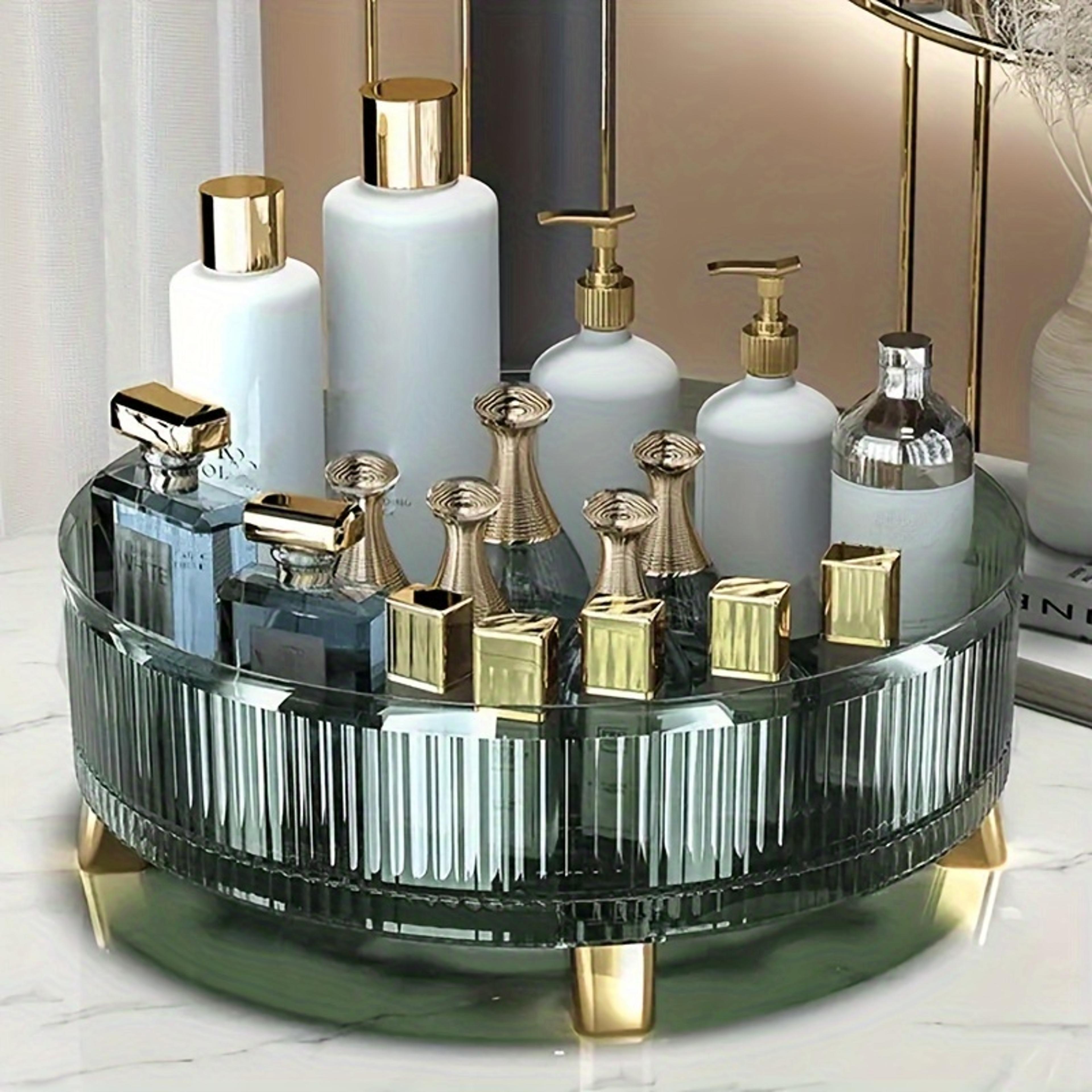 360 rotating makeup organizer large capacity perfume and skincare organizer