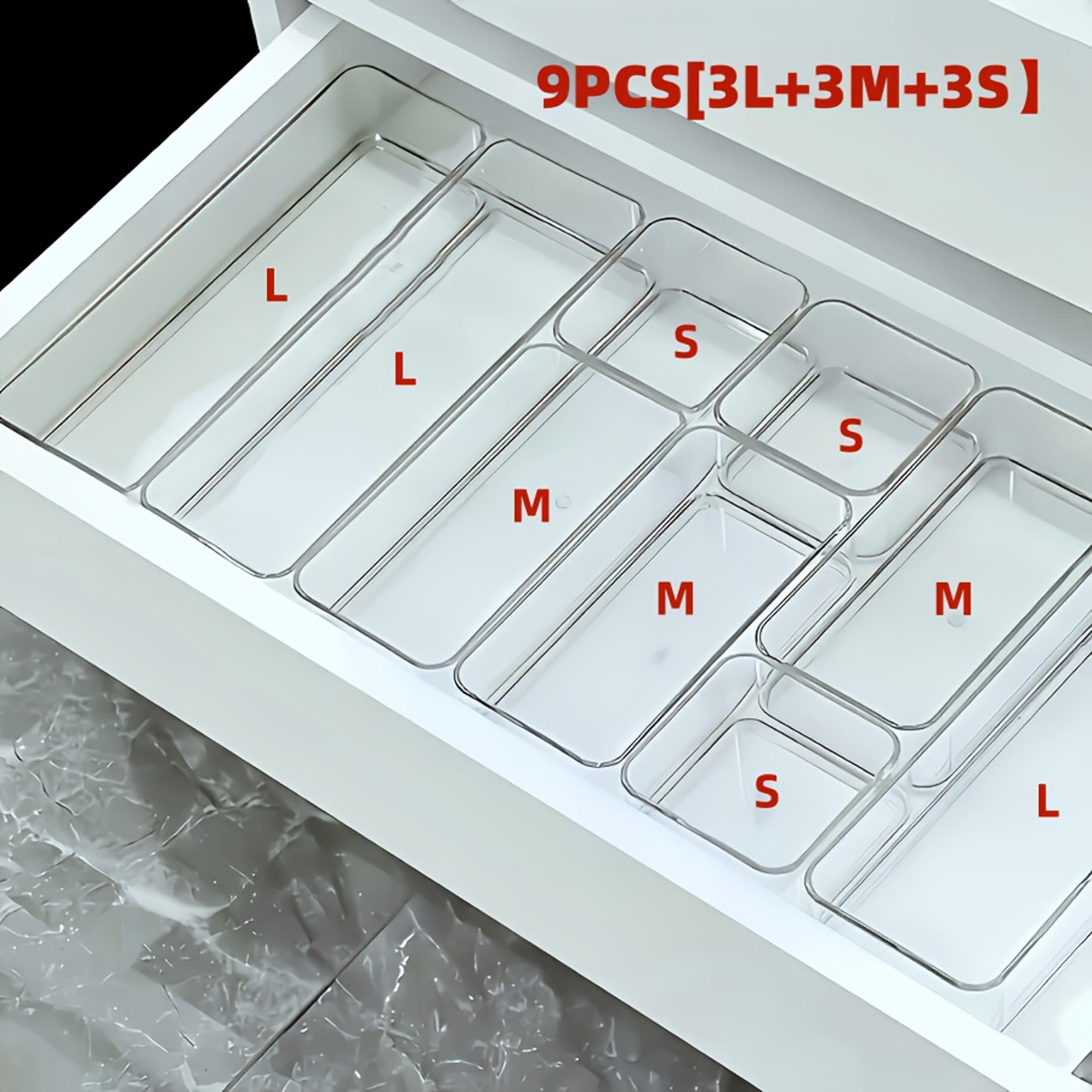 clear drawer organizer set modular storage bins for vanity kitchen and office