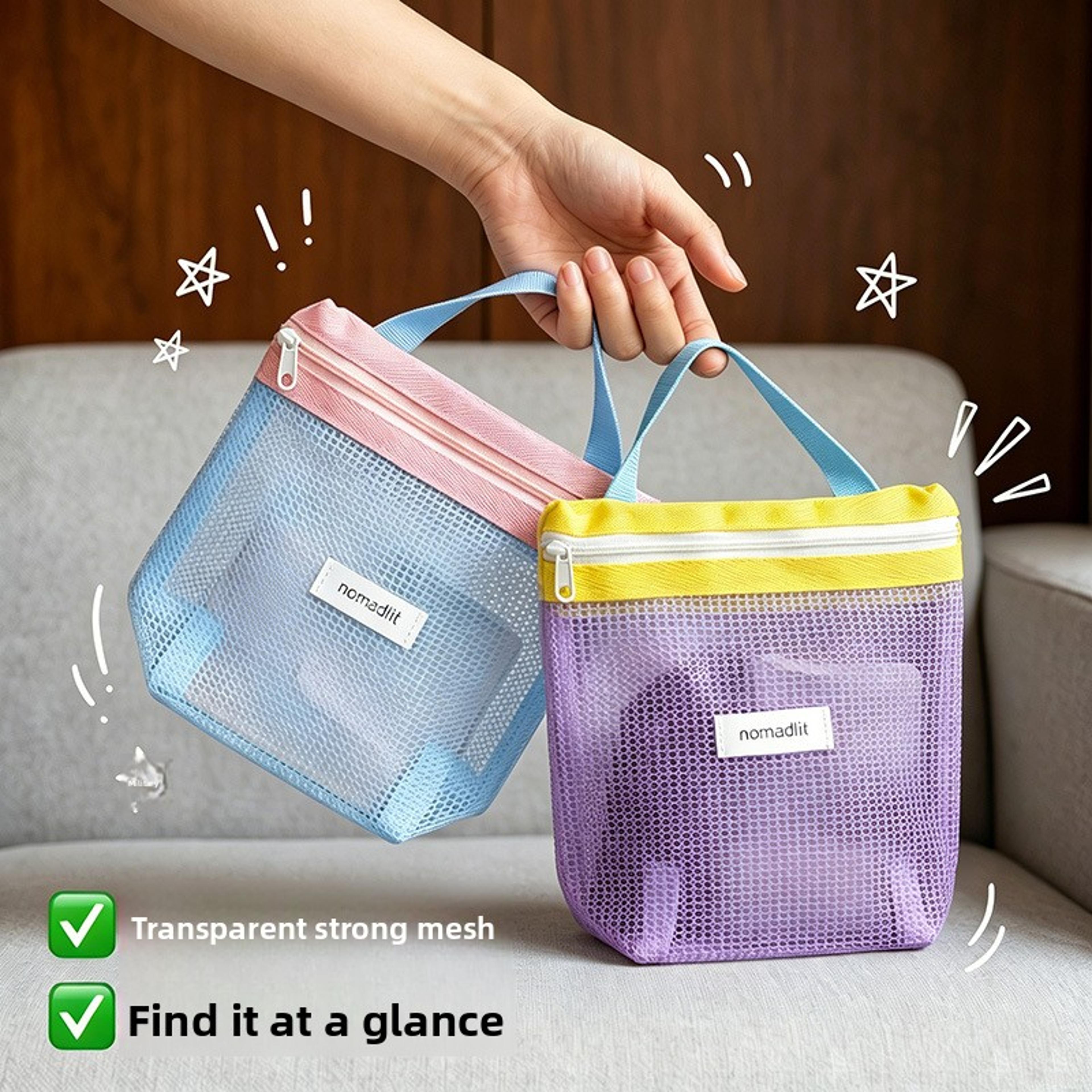 waterproof travel toiletry bag portable mesh cosmetic organizer for gym beach and swimming