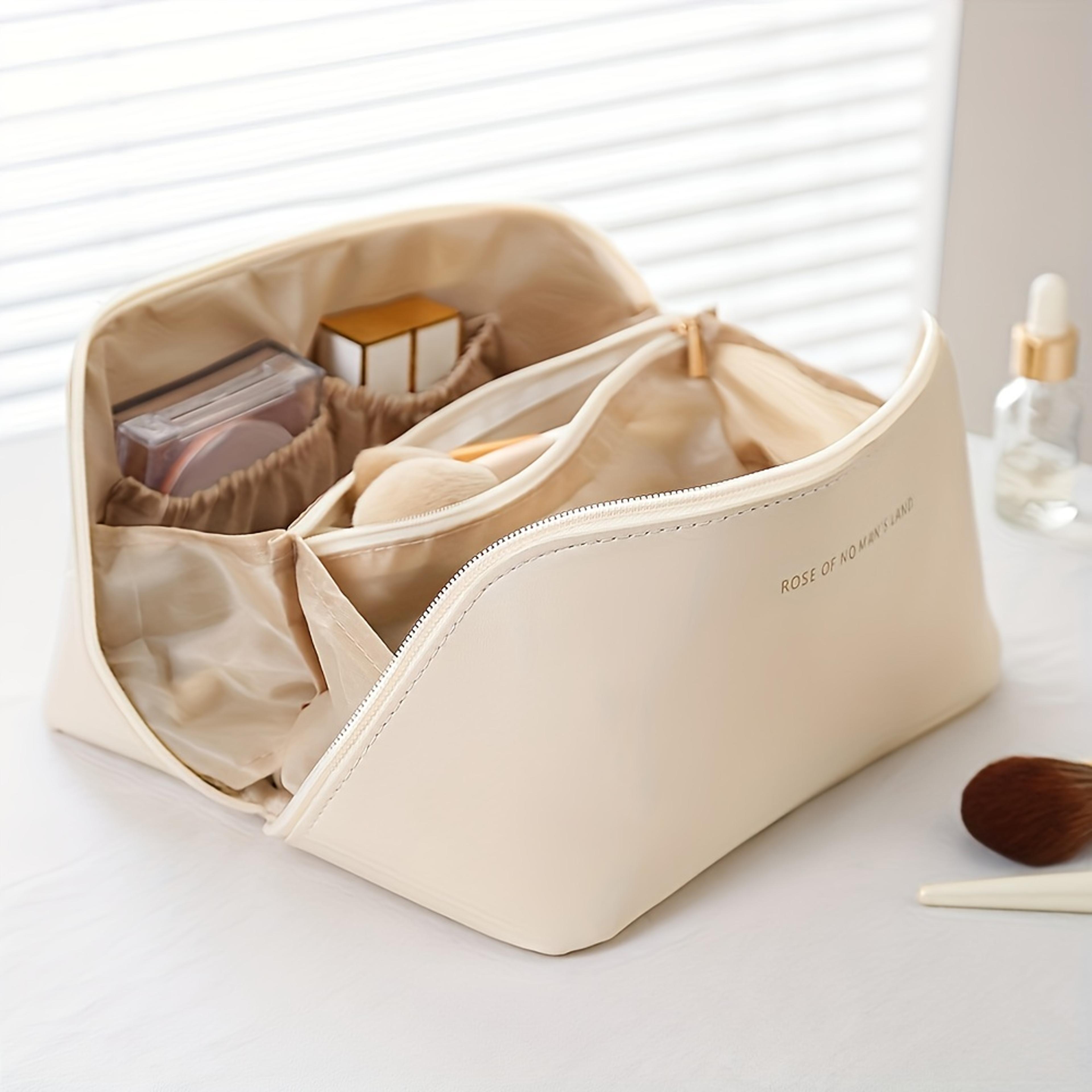 luxury travel makeup bag large capacity makeup organizer bag in pu leather