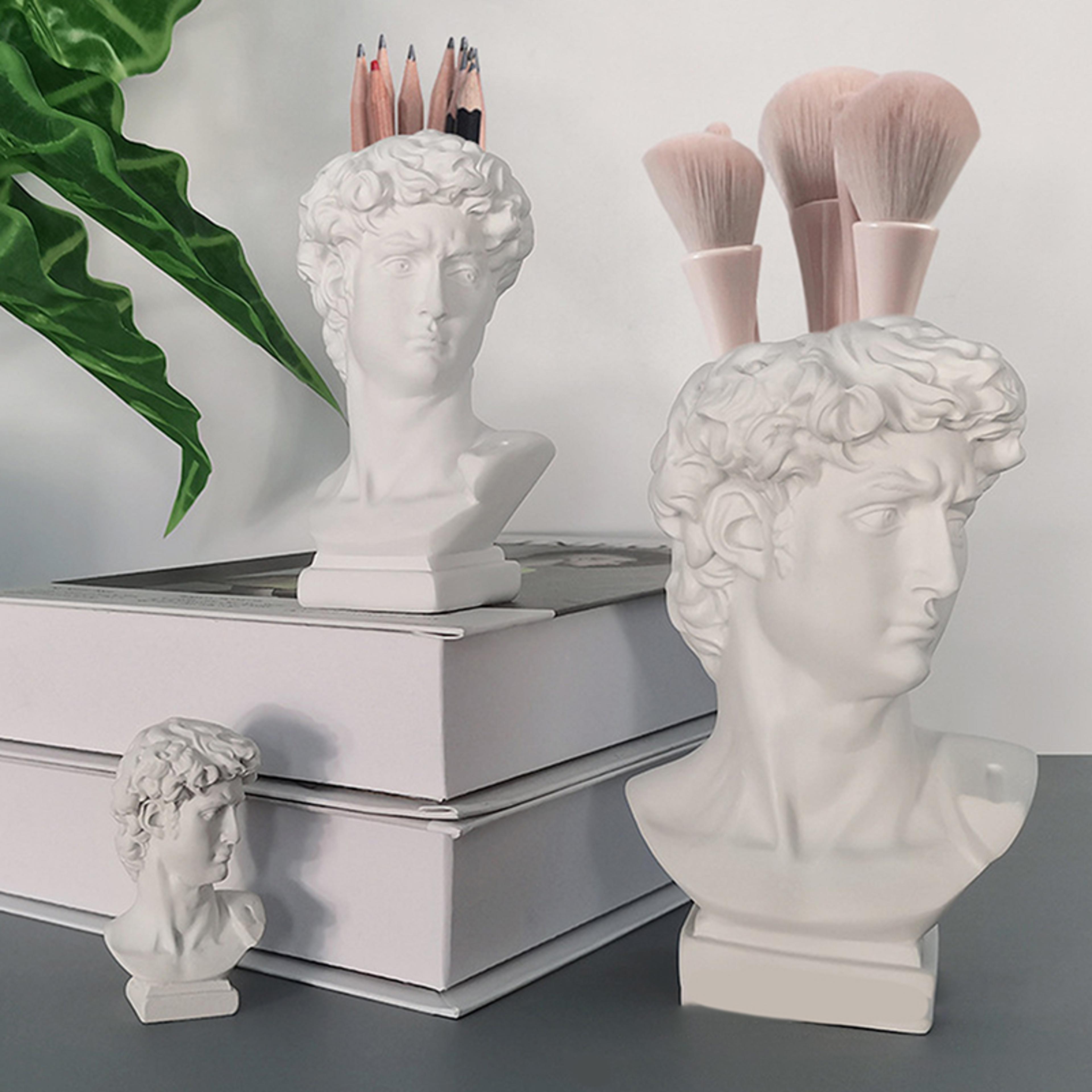david statue makeup brush holder resin desk organizer and artistic vanity decor