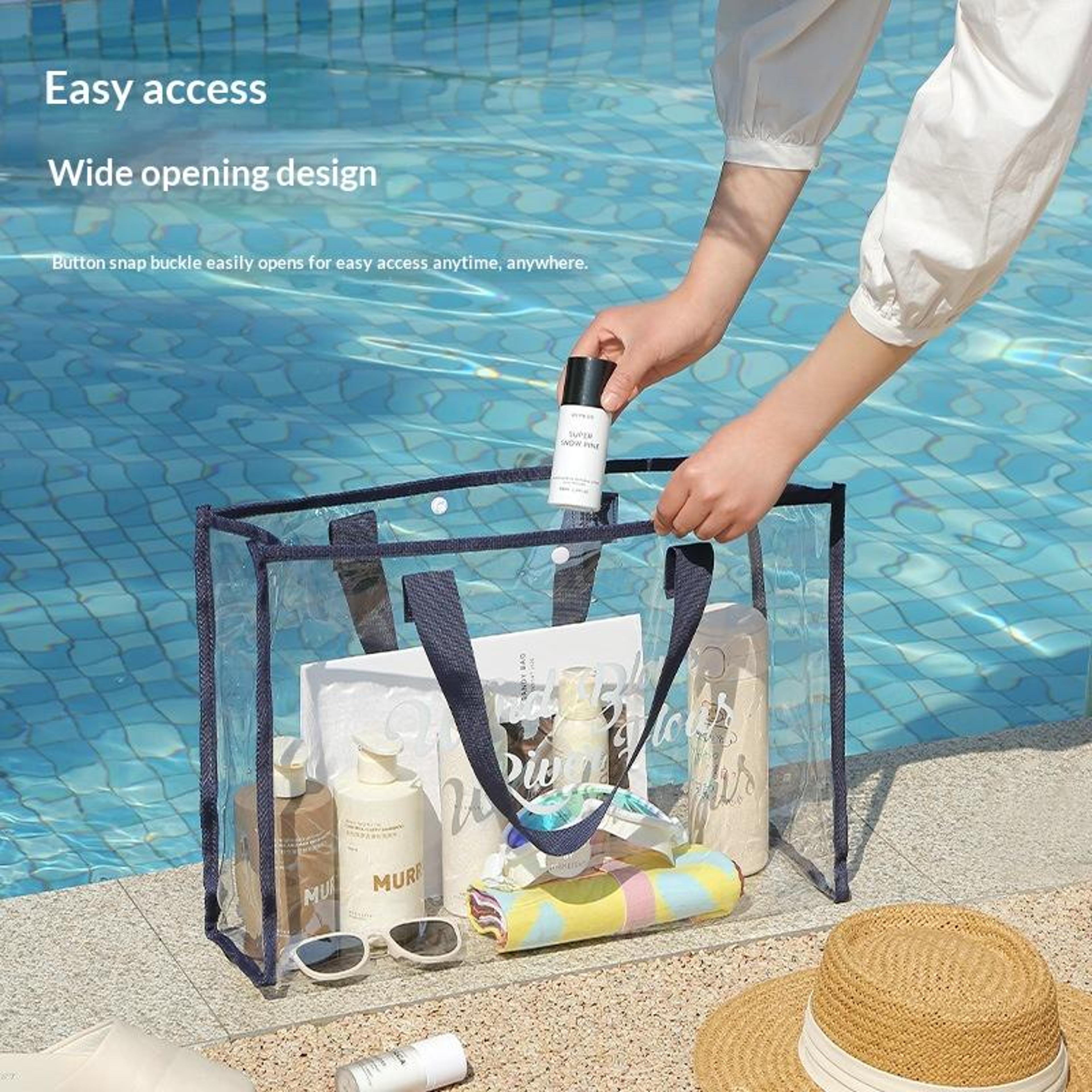 foldable waterproof beach bag with phone pocket large pvc pool tote