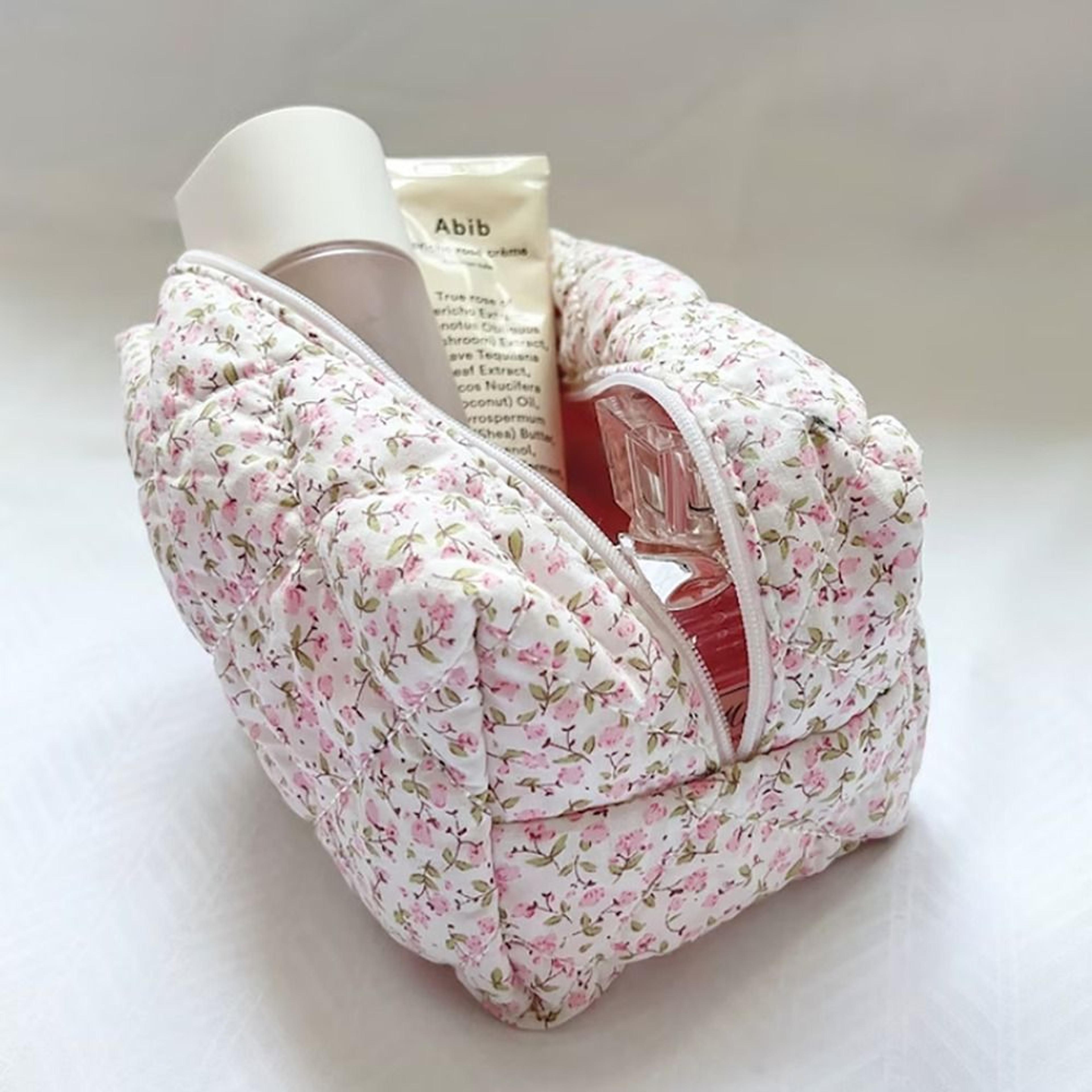 floral quilted makeup bag large travel cosmetic organizer for women