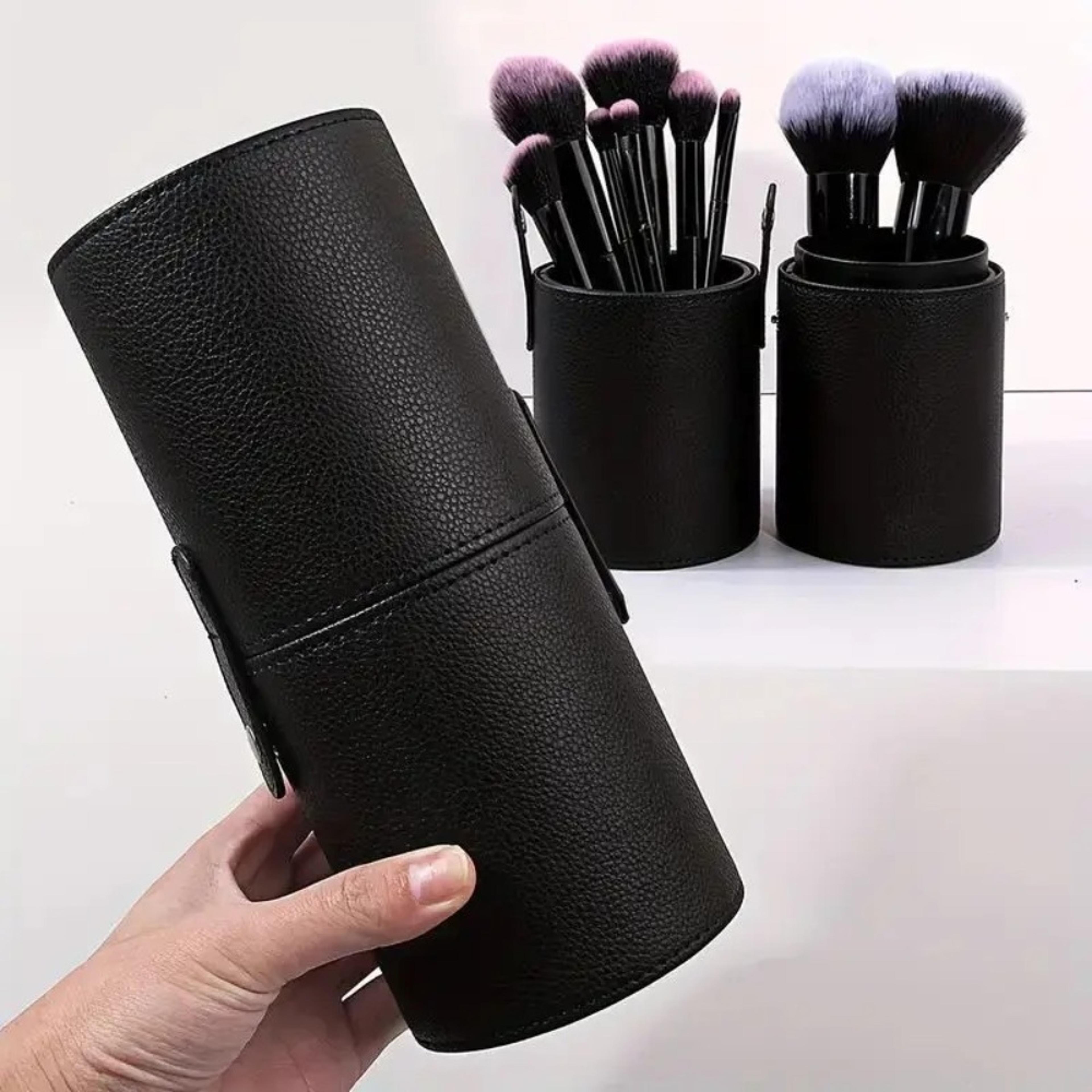 pu leather makeup brush holder travel makeup brush case and organizer