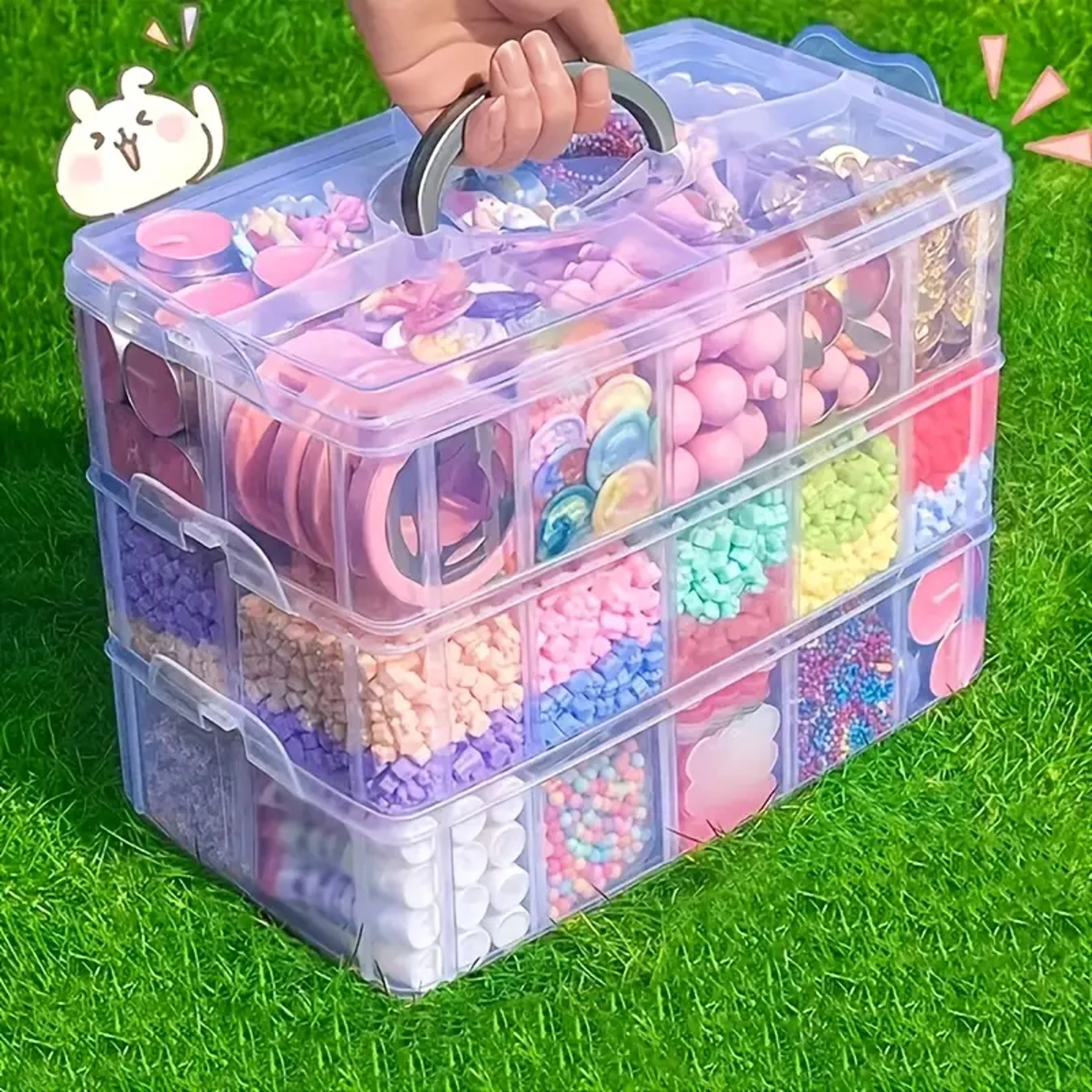compartment jewelry organizer box stackable craft storage box with handle