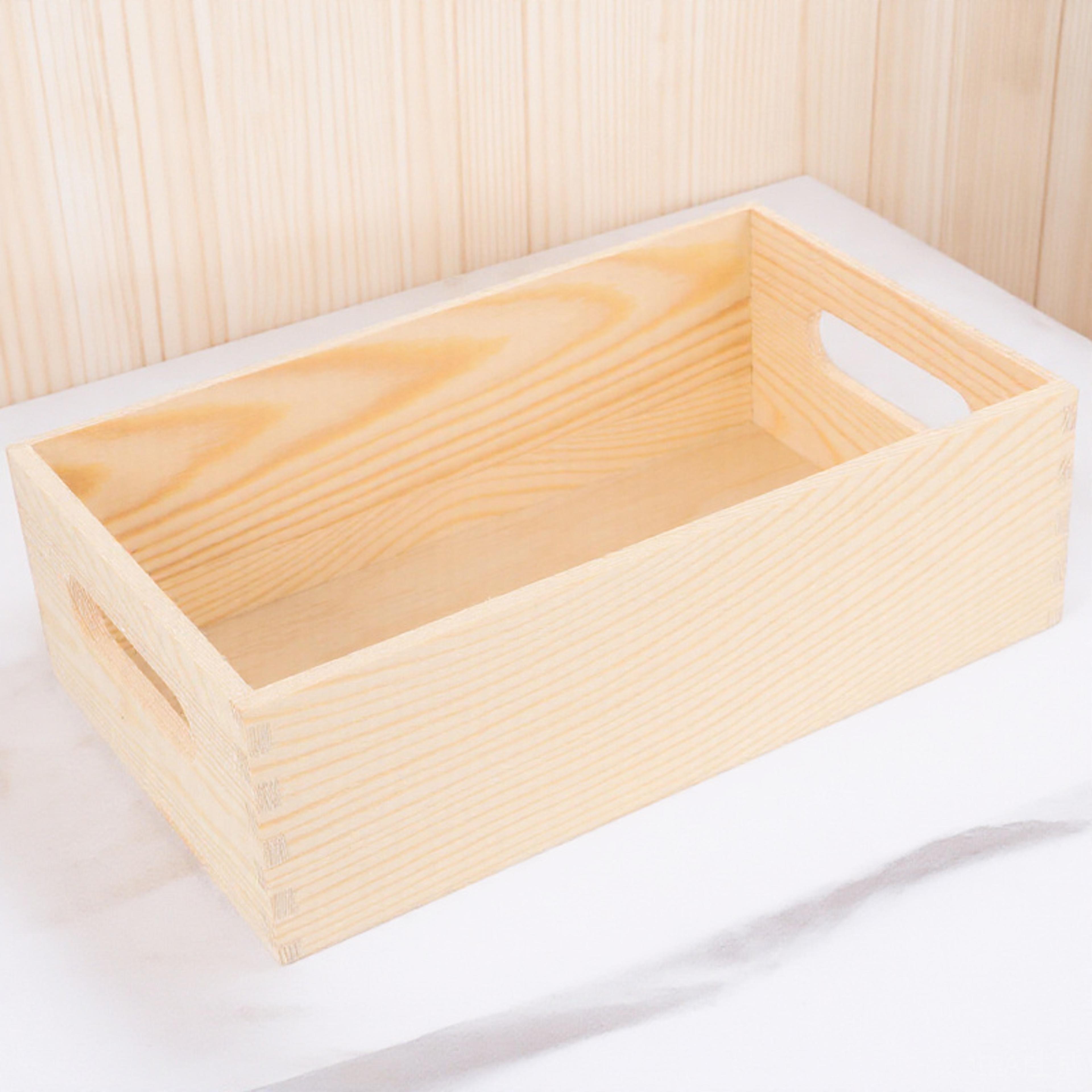 solid wood desktop organizer and wooden storage box with side handles