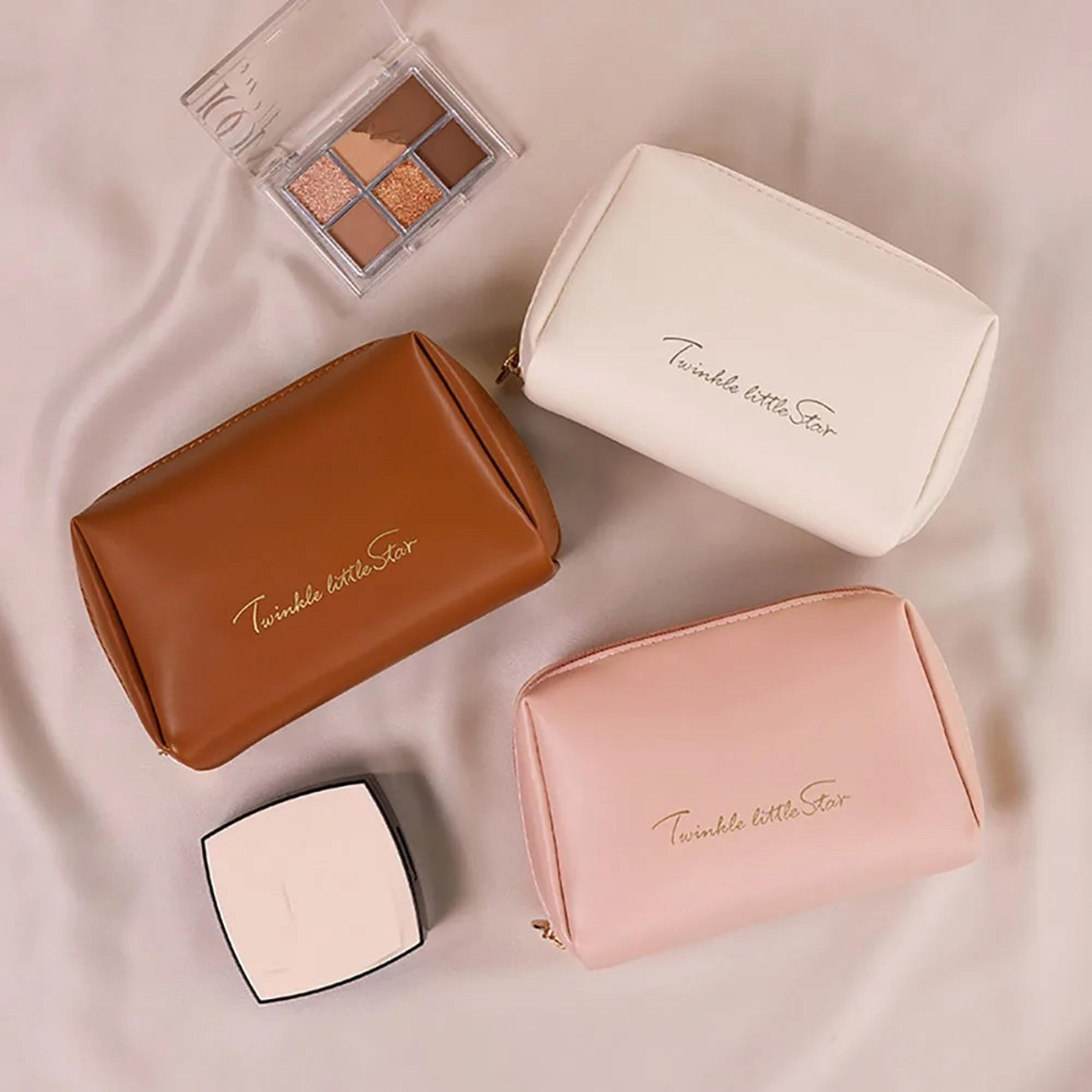 lay flat travel makeup bag waterproof pu leather cosmetic organizer with divider