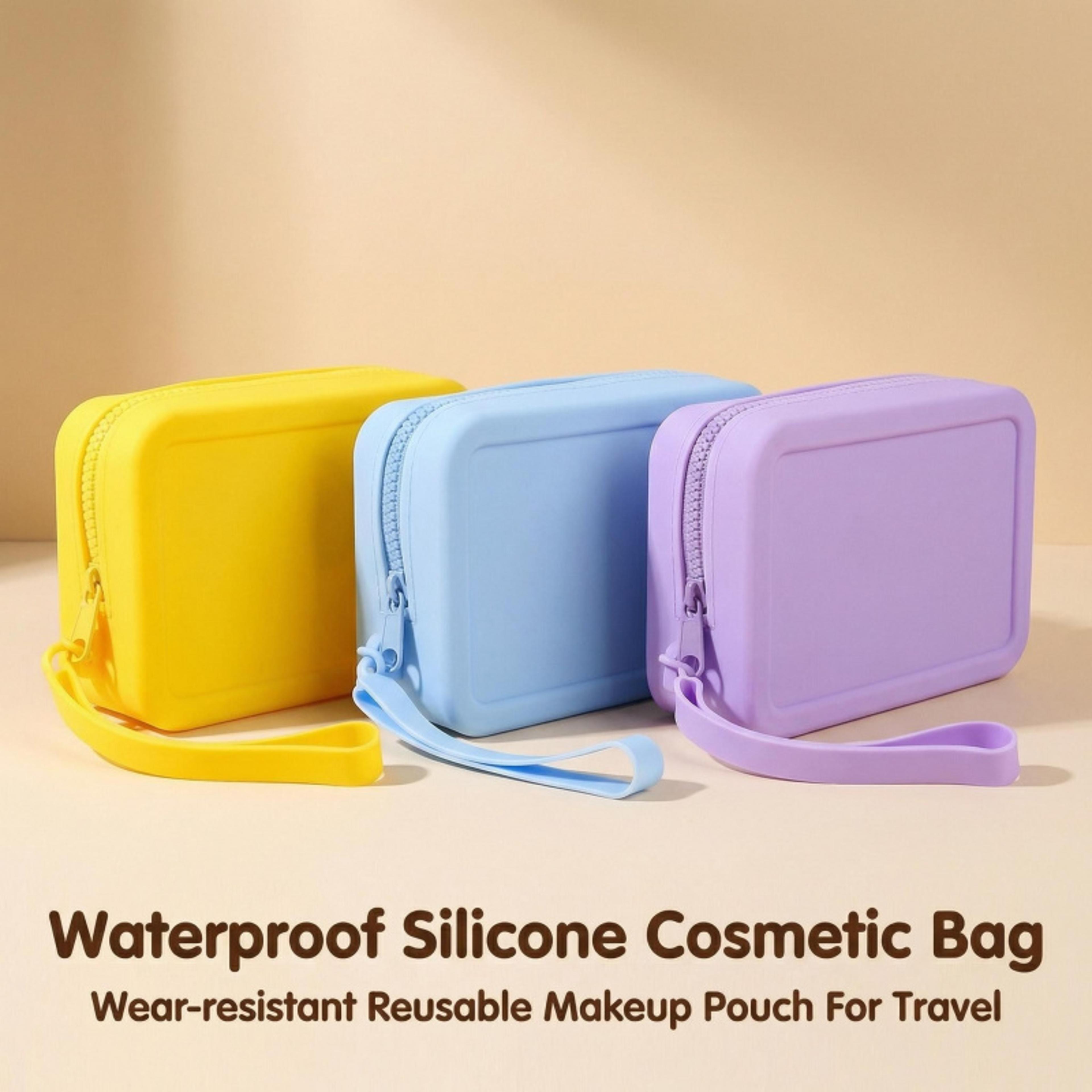 easy clean silicone travel makeup bag and cosmetic organizer
