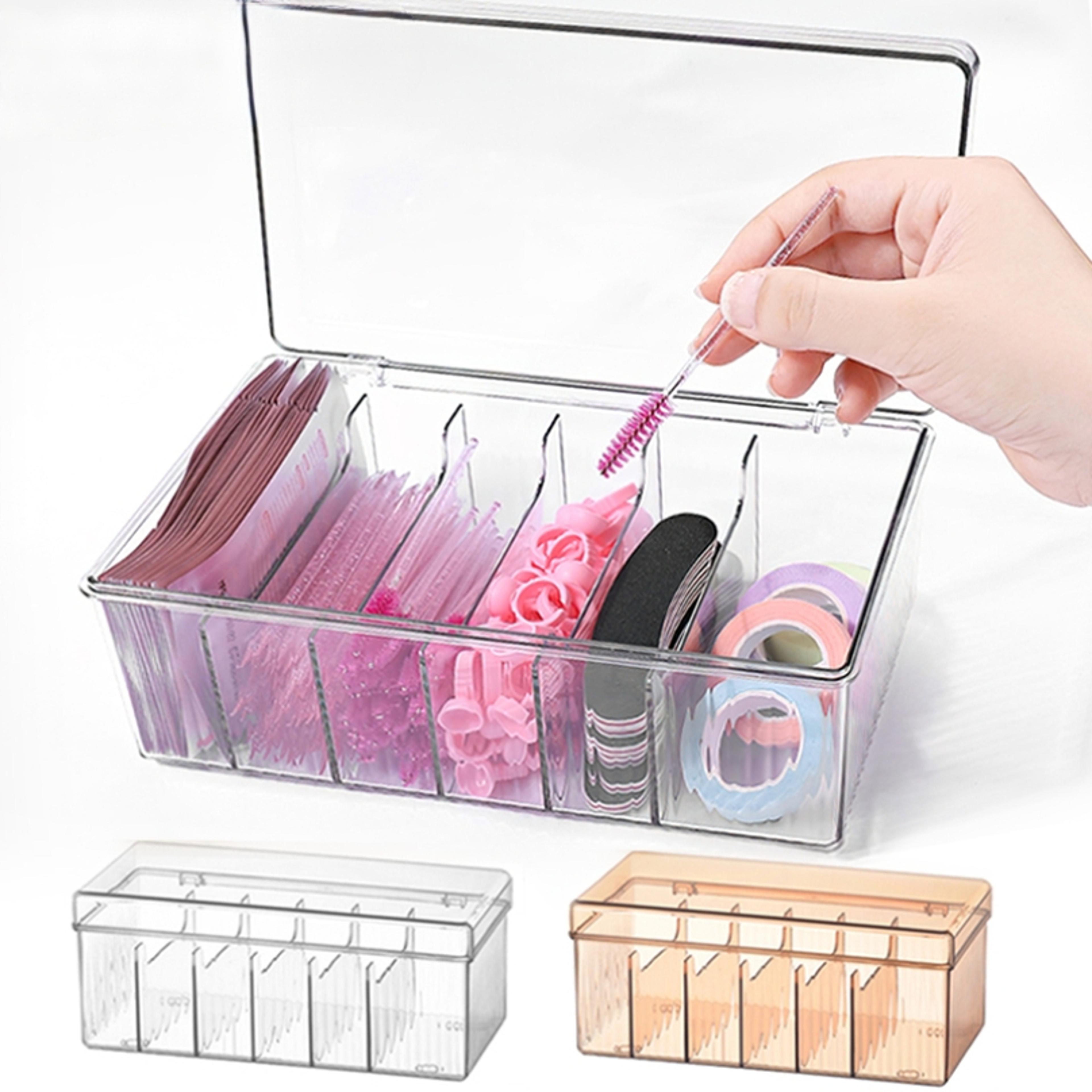 clear eyelash storage box with lid acrylic lash organizer for makeup supplies