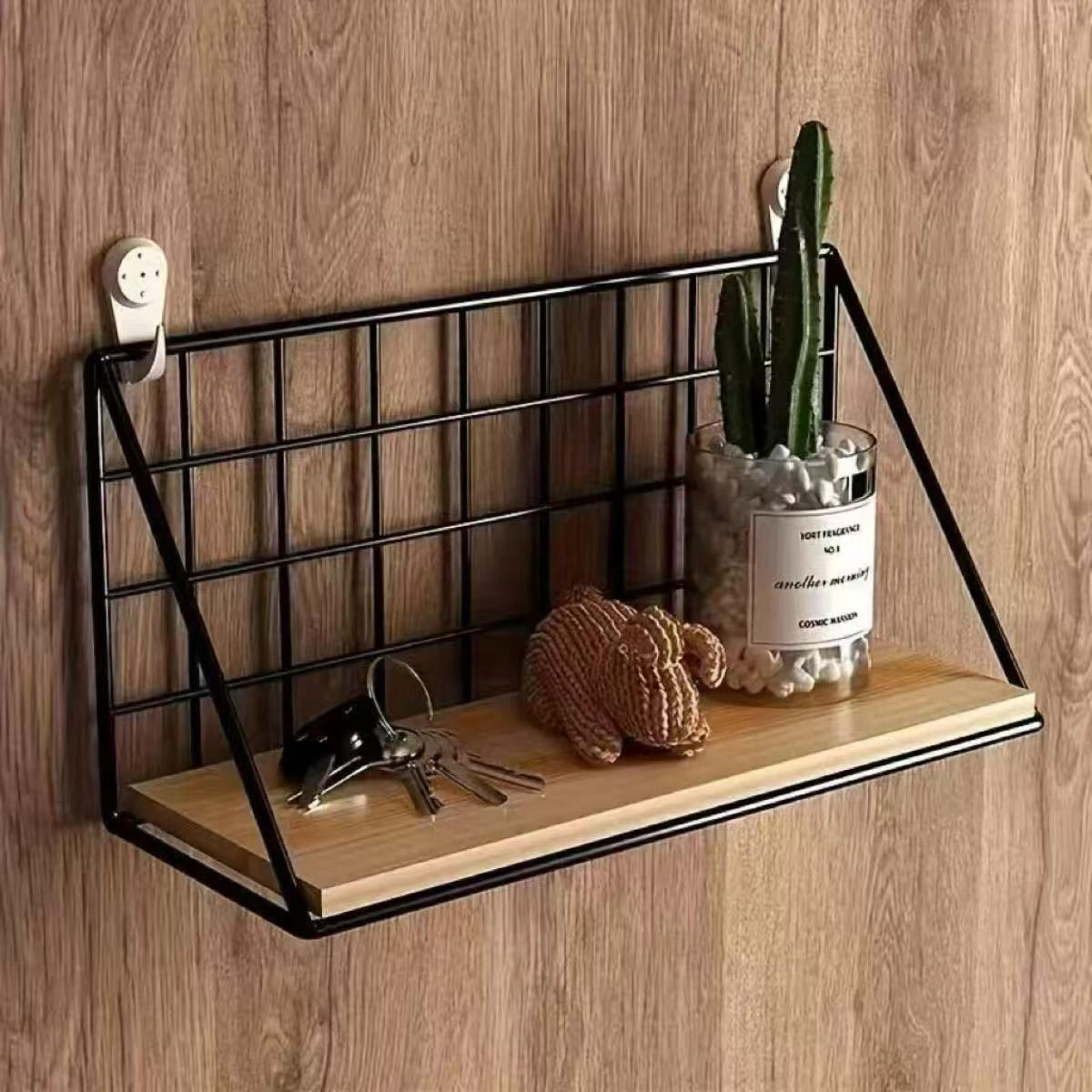 floating shelves with wire basket wall mounted wood bathroom storage shelves