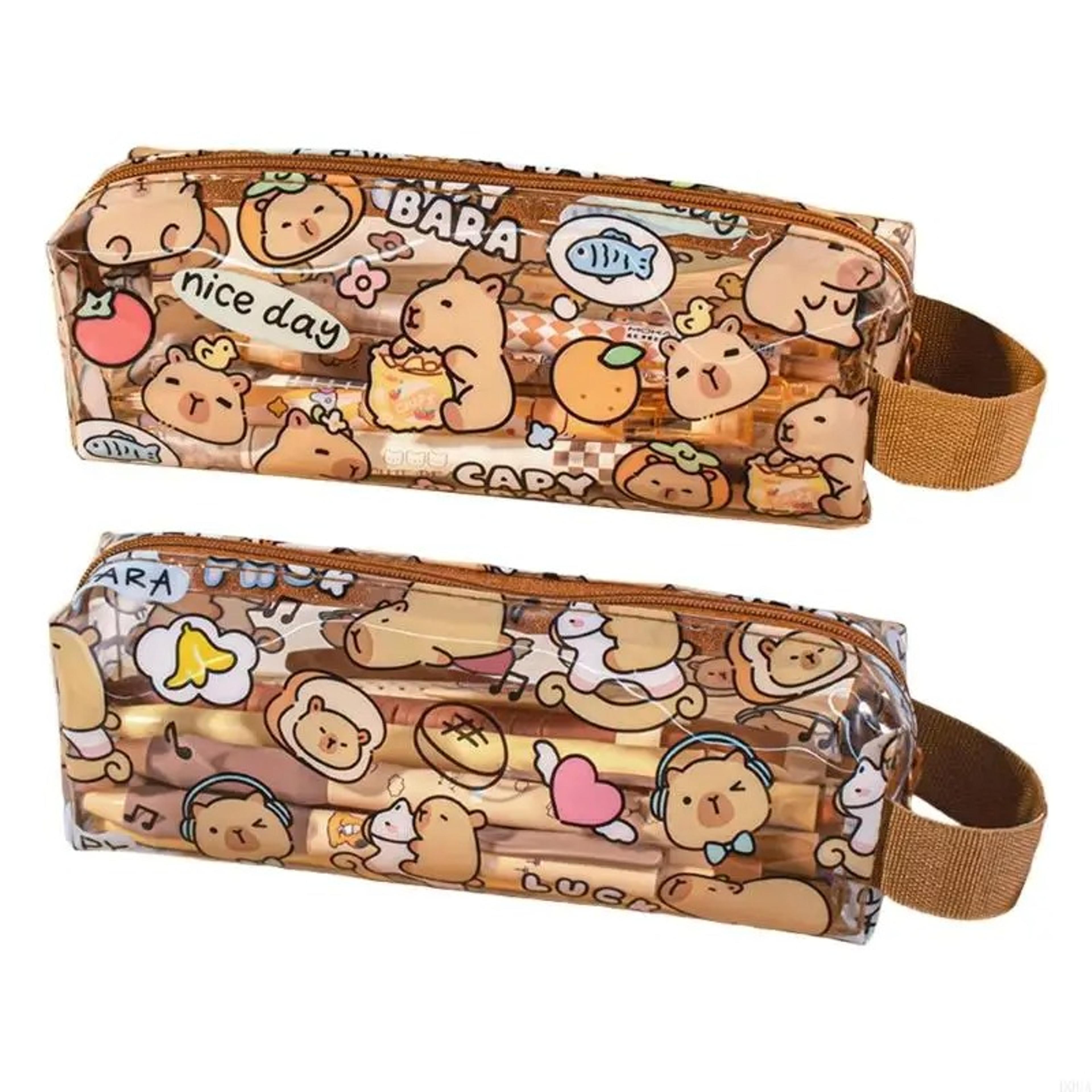 cute capybara pencil case waterproof pvc kawaii pencil pouch for school
