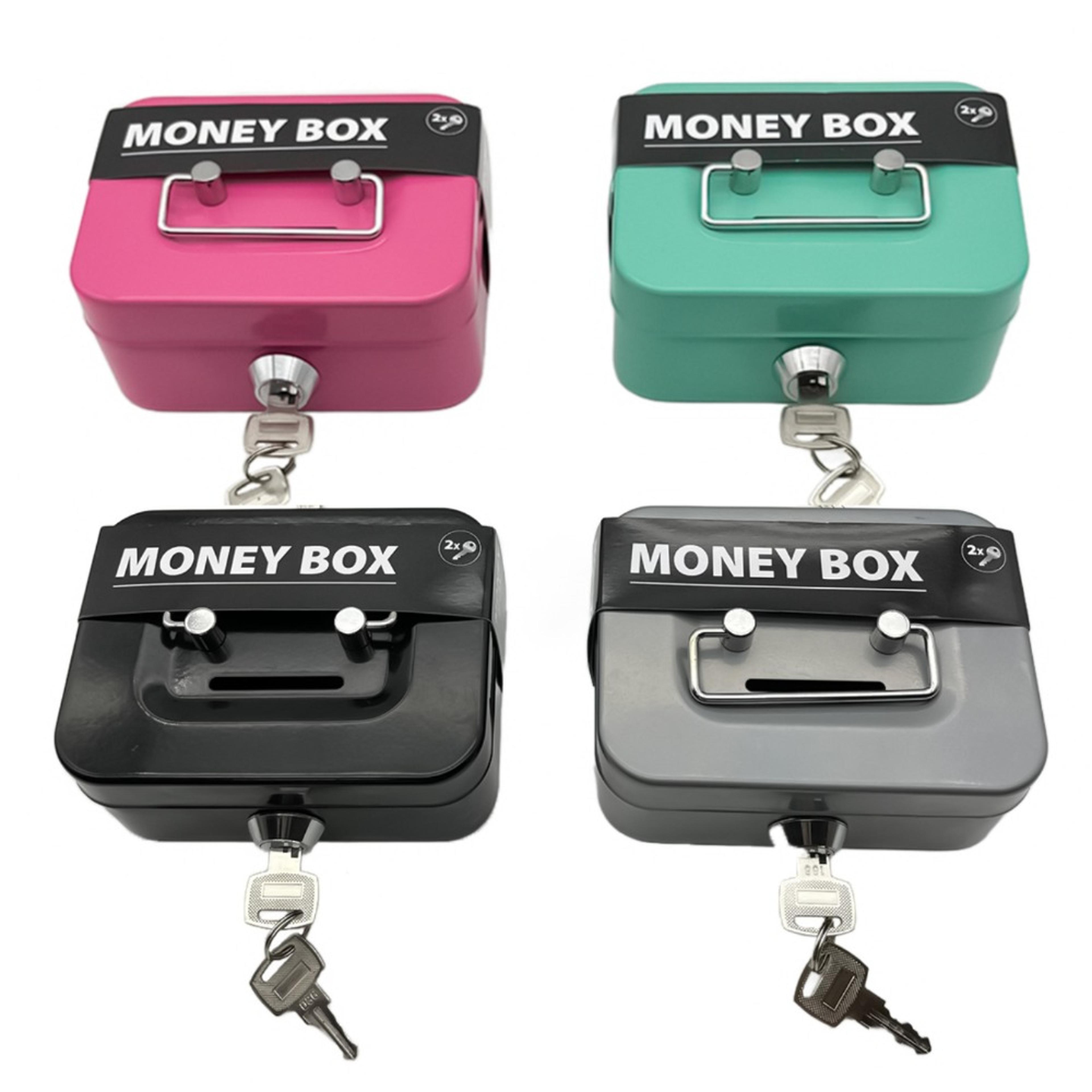 portable metal cash box with key lock and handle for kids and valuables