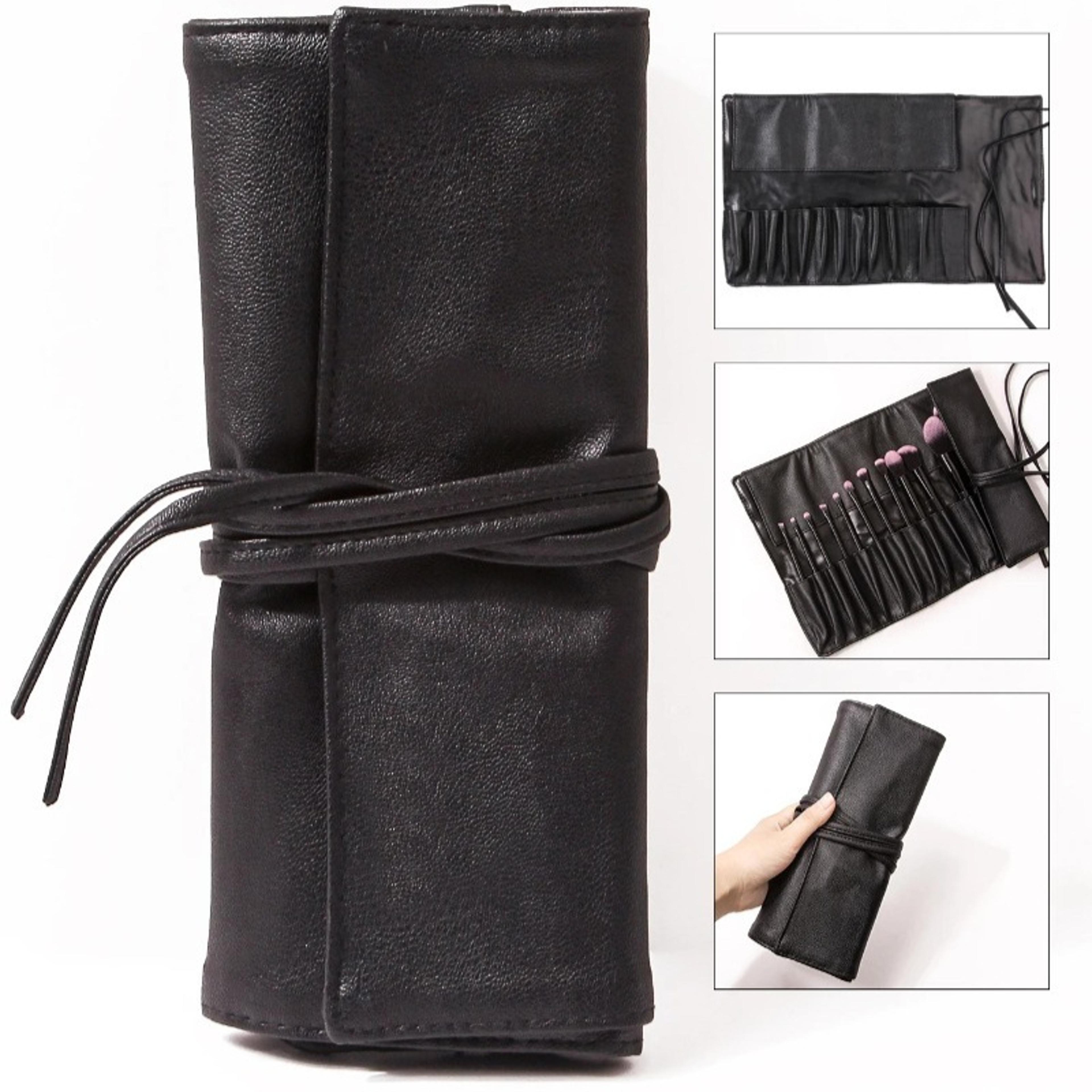 foldable pu makeup brush holder and travel makeup brush case organizer
