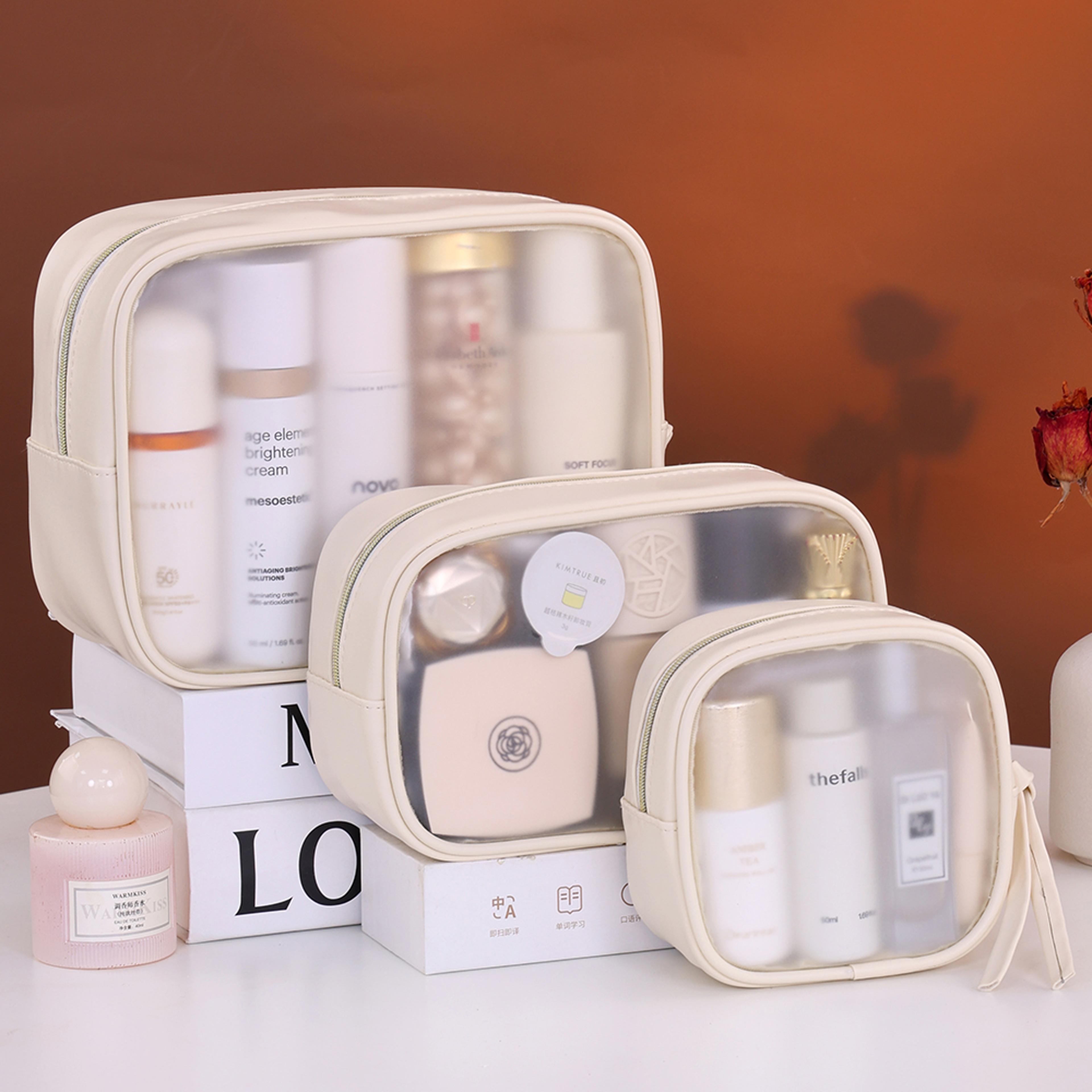 matte travel makeup bag semi transparent toiletry bag cosmetic organizer