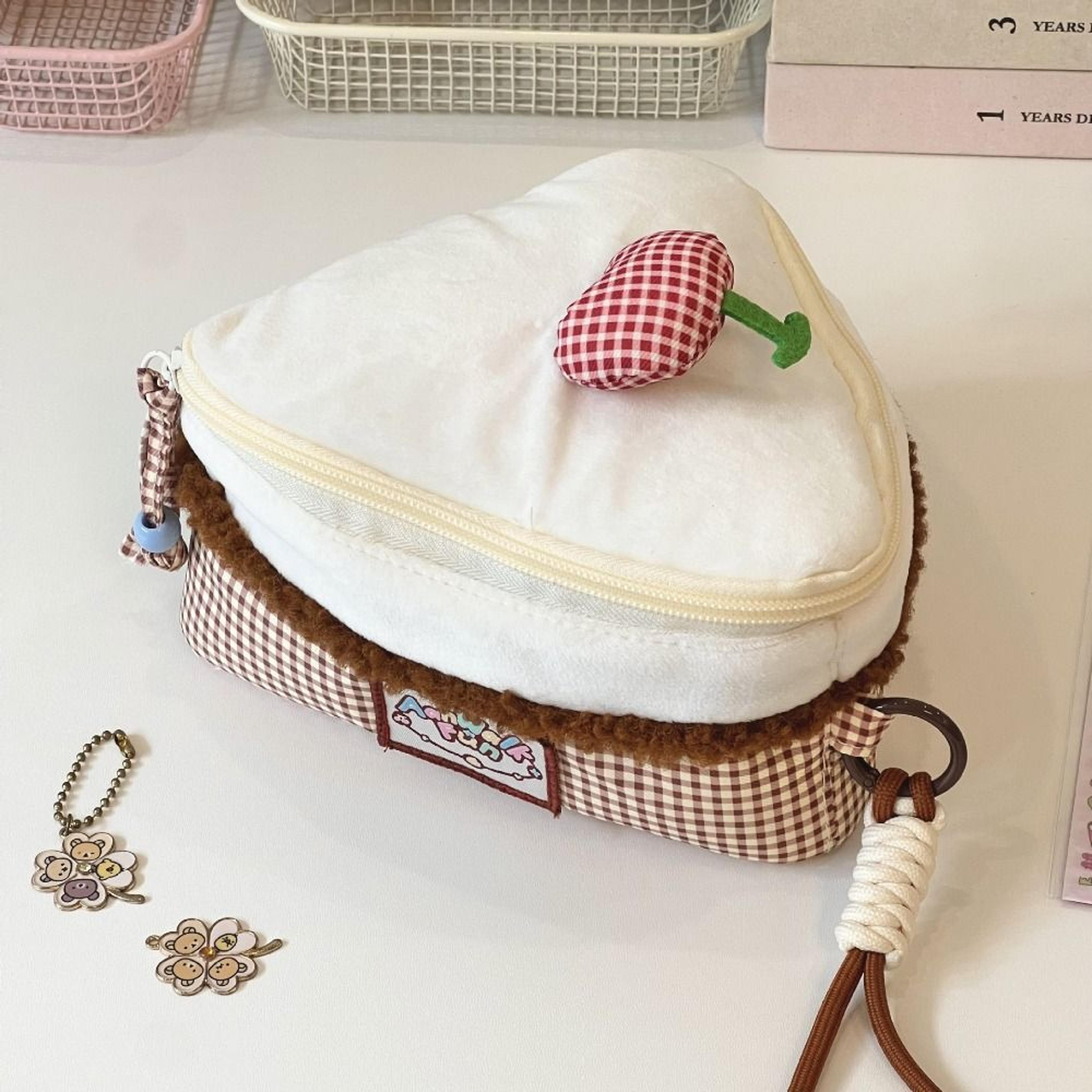 kawaii cherry cake makeup bag large capacity travel cosmetic organizer