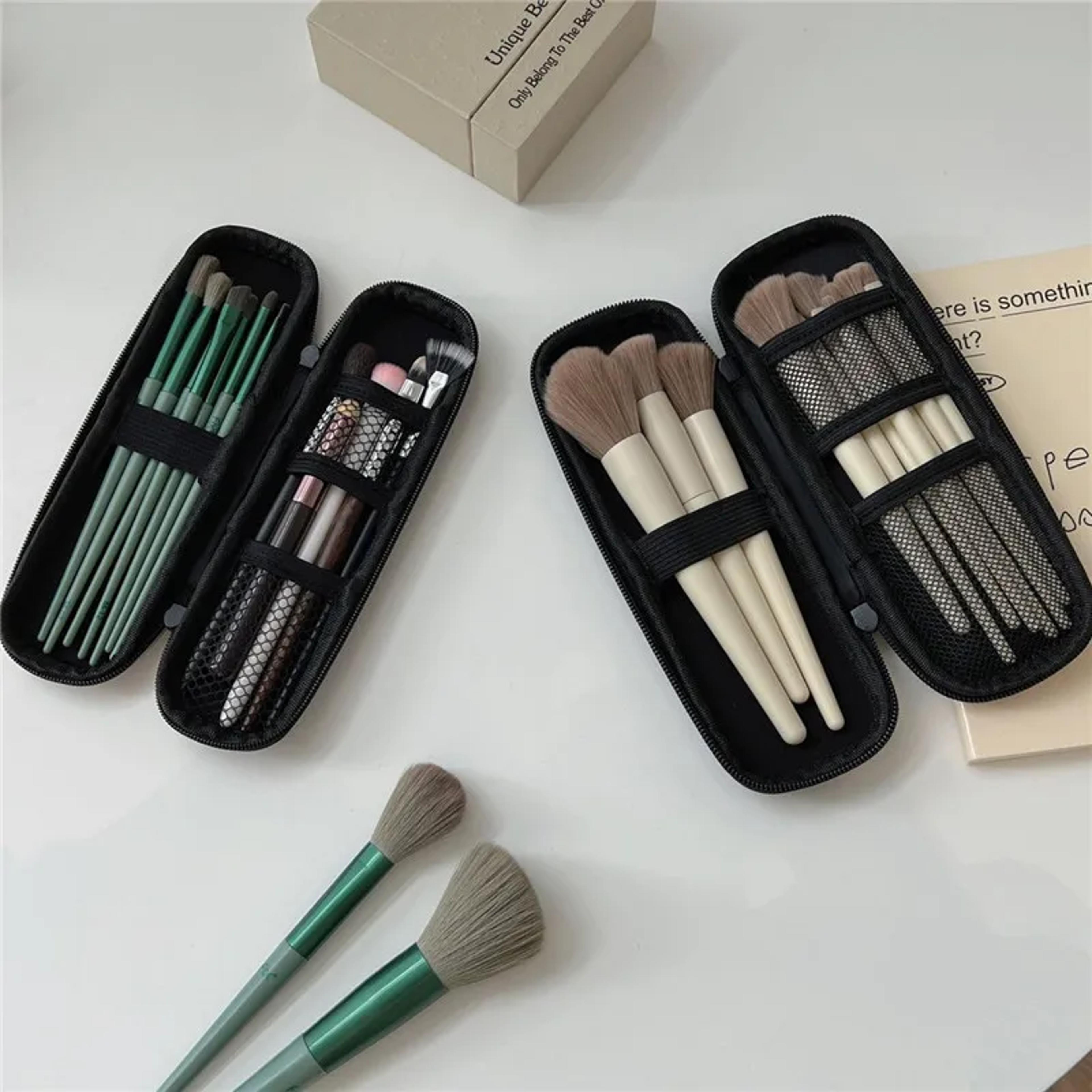 waterproof makeup brush case double zipper travel cosmetic organizer
