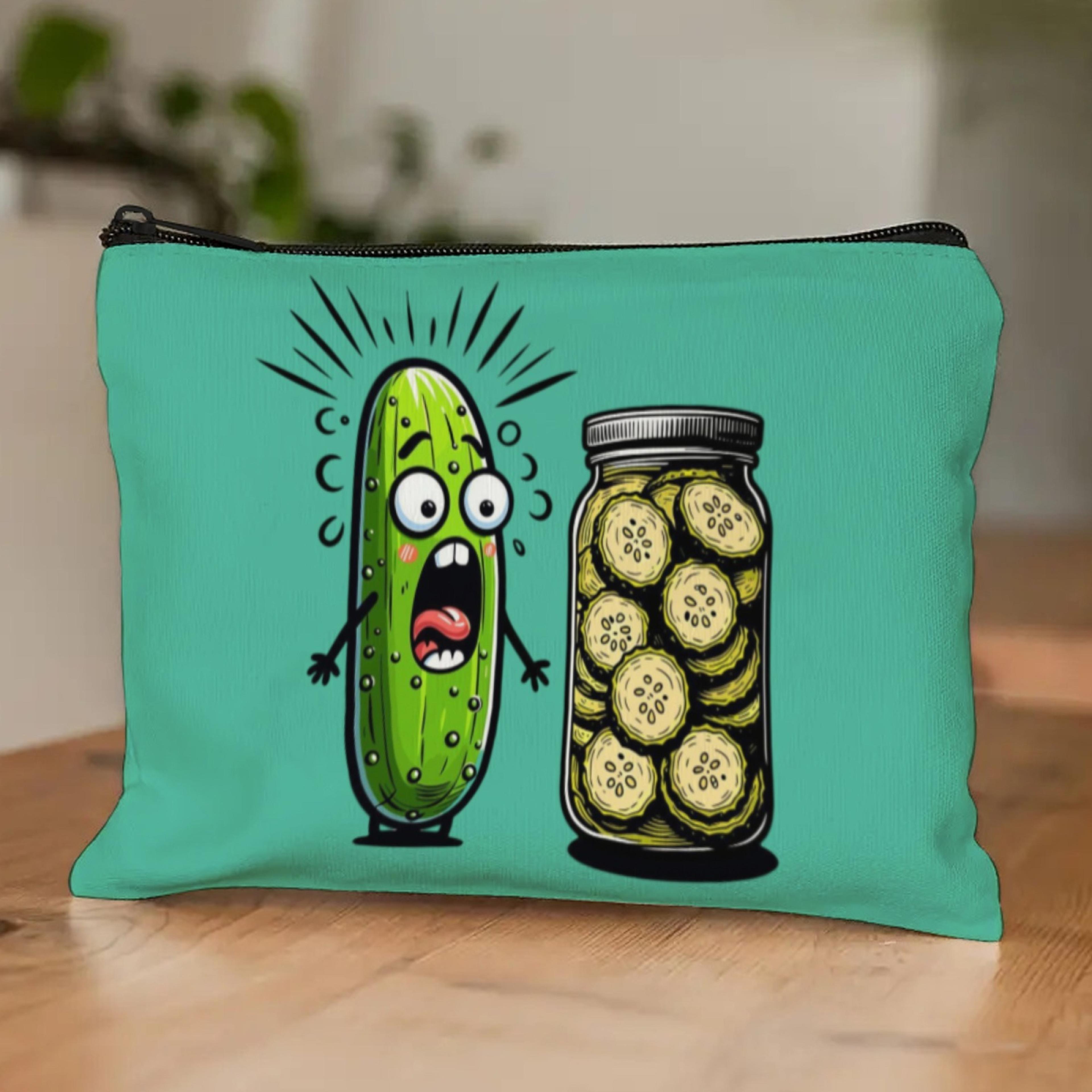 funny pickle makeup bag quirky travel cosmetic pouch and pickle lover gift