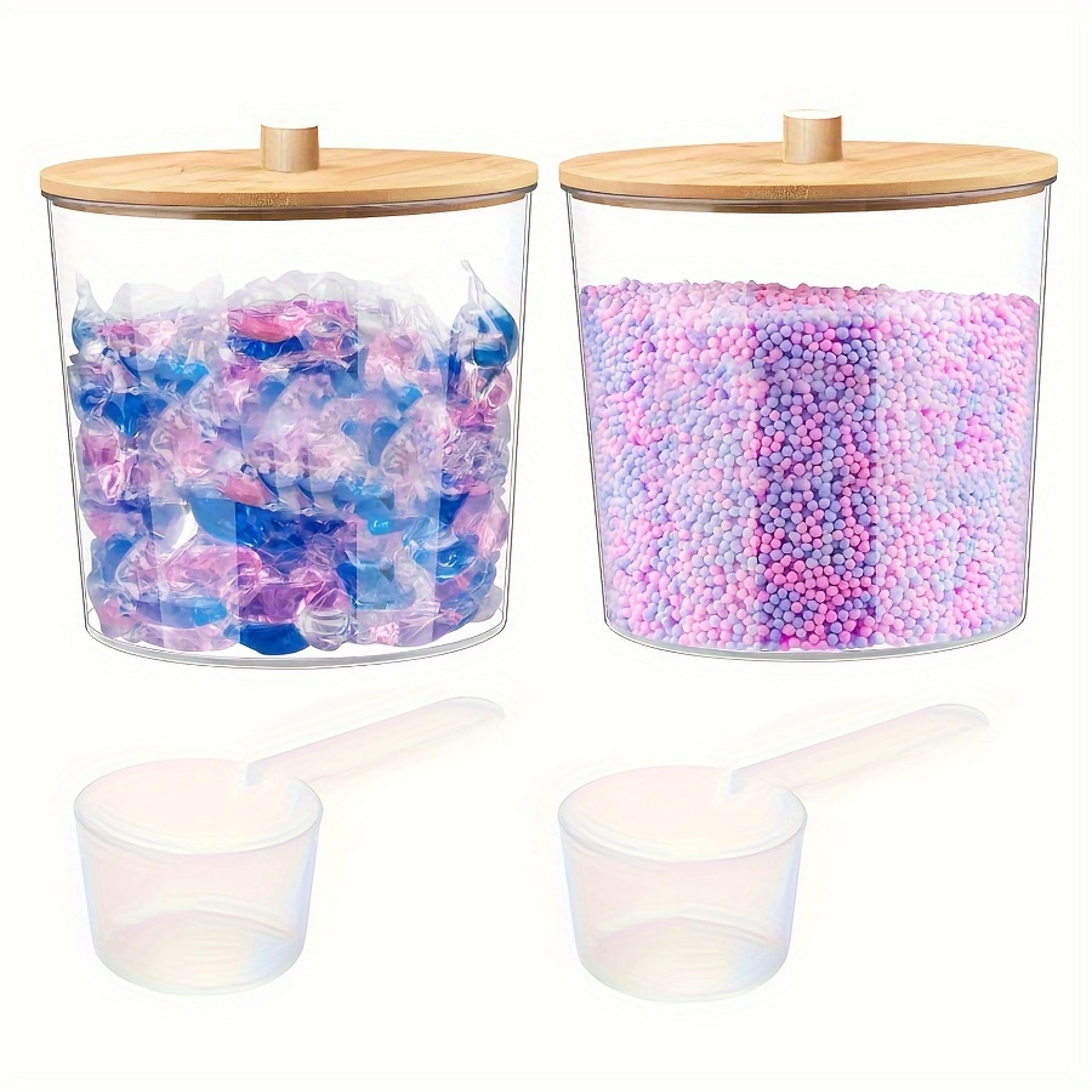 clear acrylic laundry detergent container with scoop for pods and powder