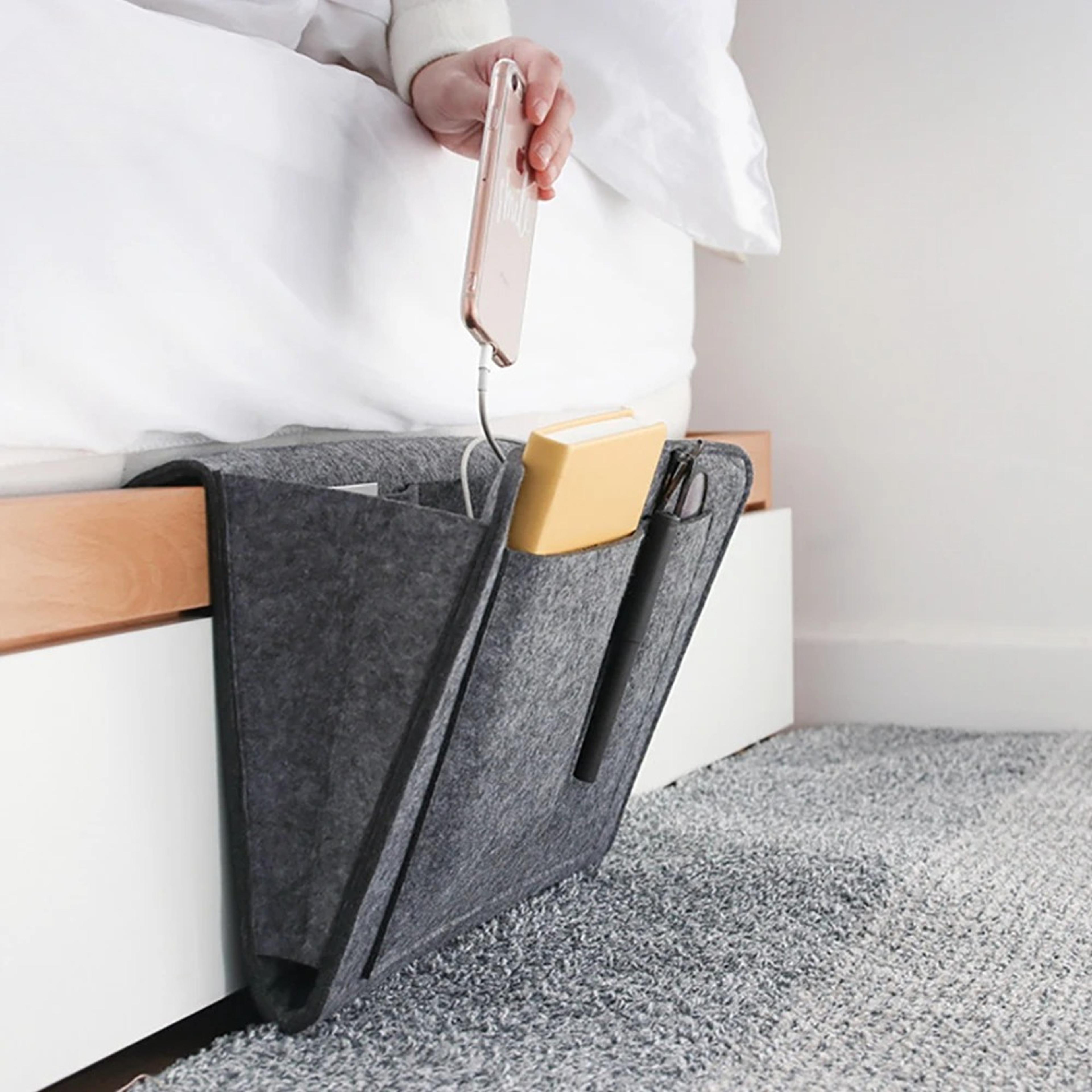 felt bedside caddy organizer under mattress storage pocket for bed and sofa