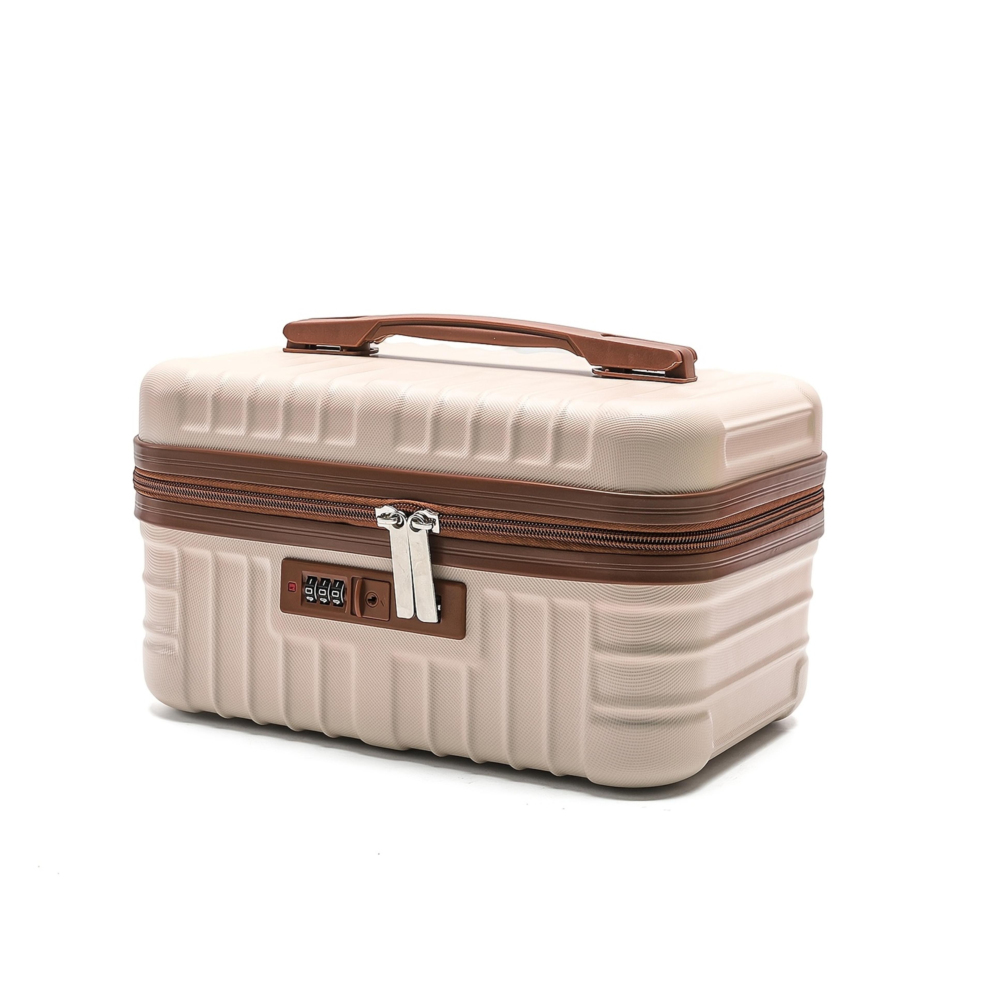 large capacity travel makeup case with combination lock and carry handle
