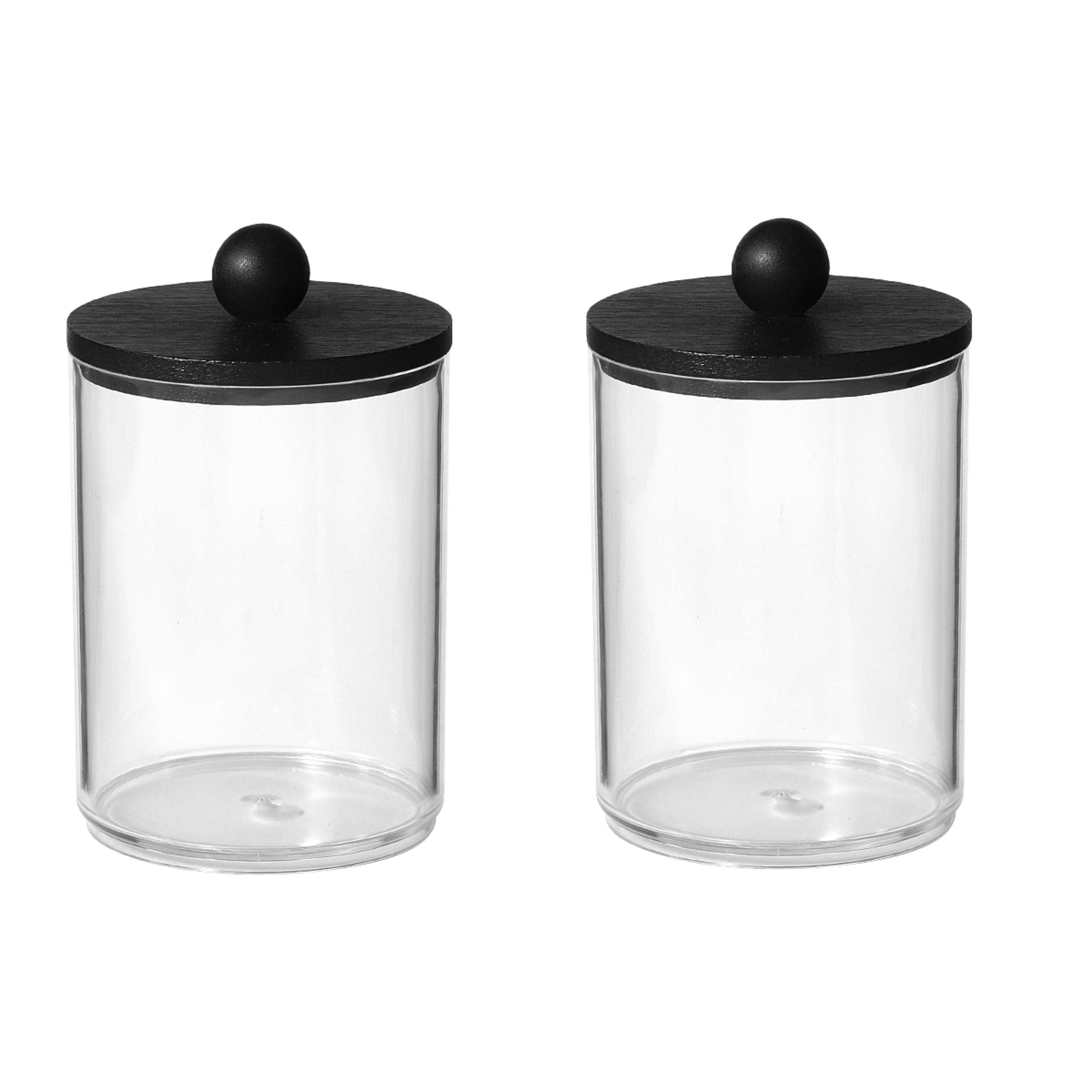 2 pack qtip holder with tray acrylic bathroom organizer for cotton swabs and cotton balls