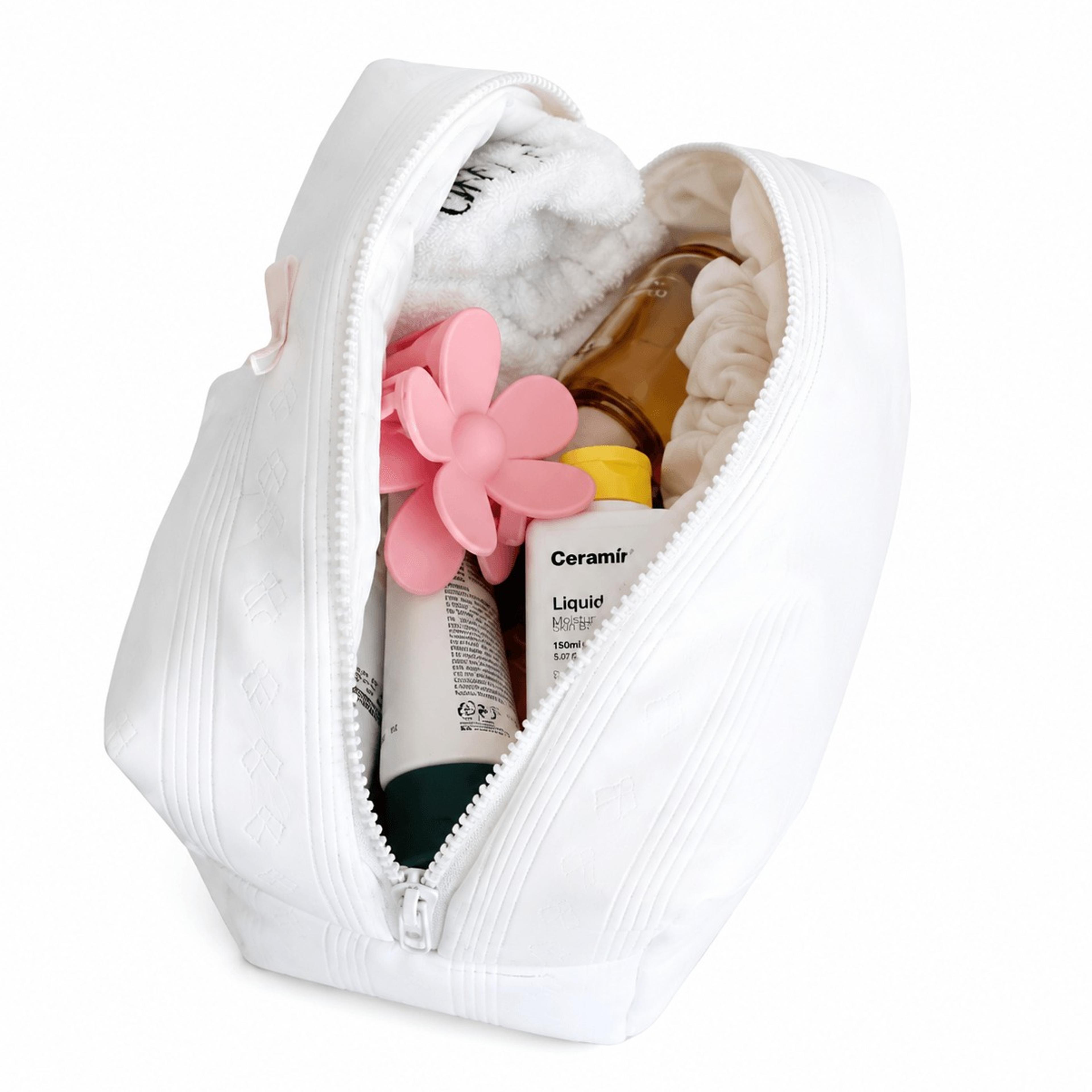 large capacity makeup bag bow travel cosmetic bag skincare and toiletry organizer for women