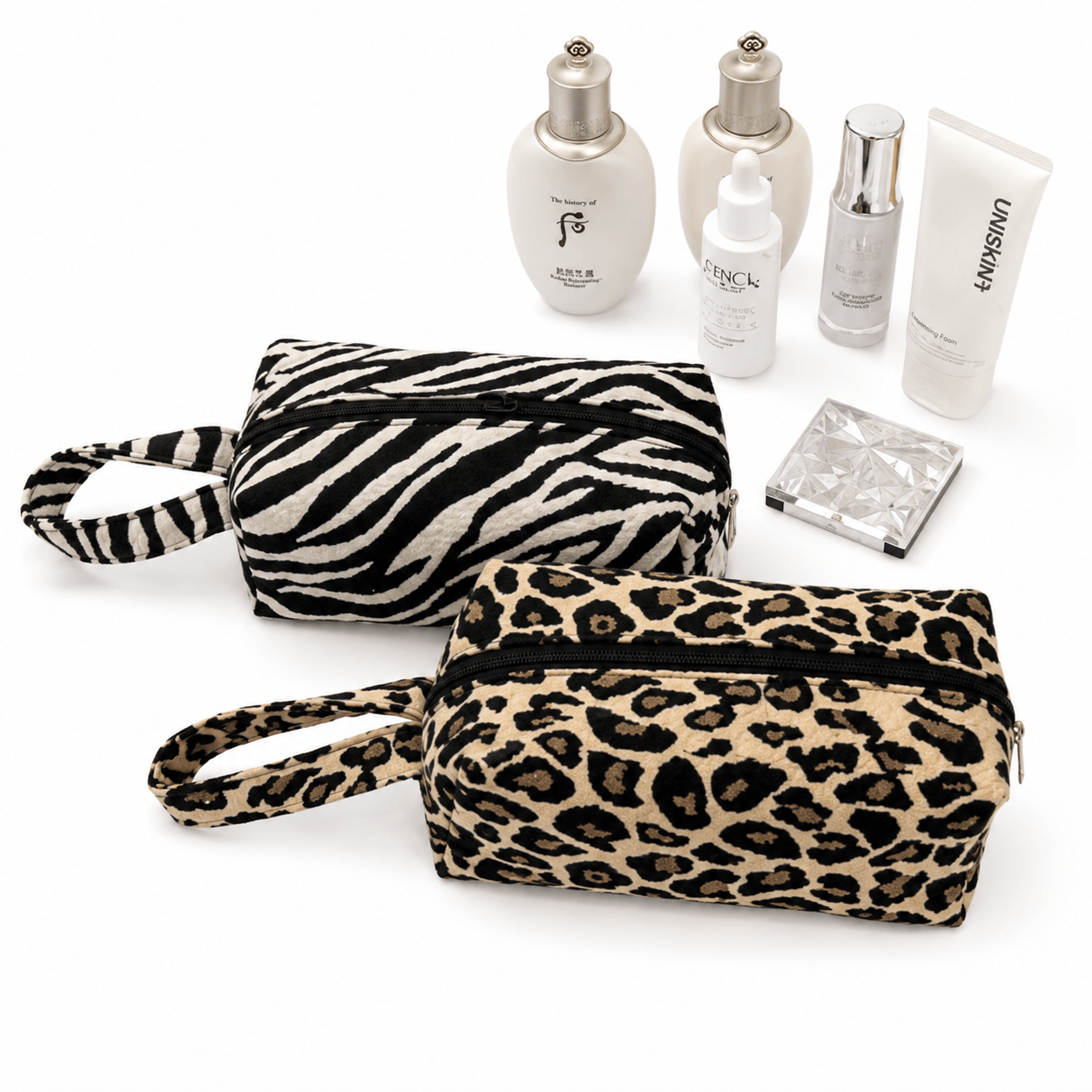 leopard print makeup bag large capacity travel cosmetic organizer for women