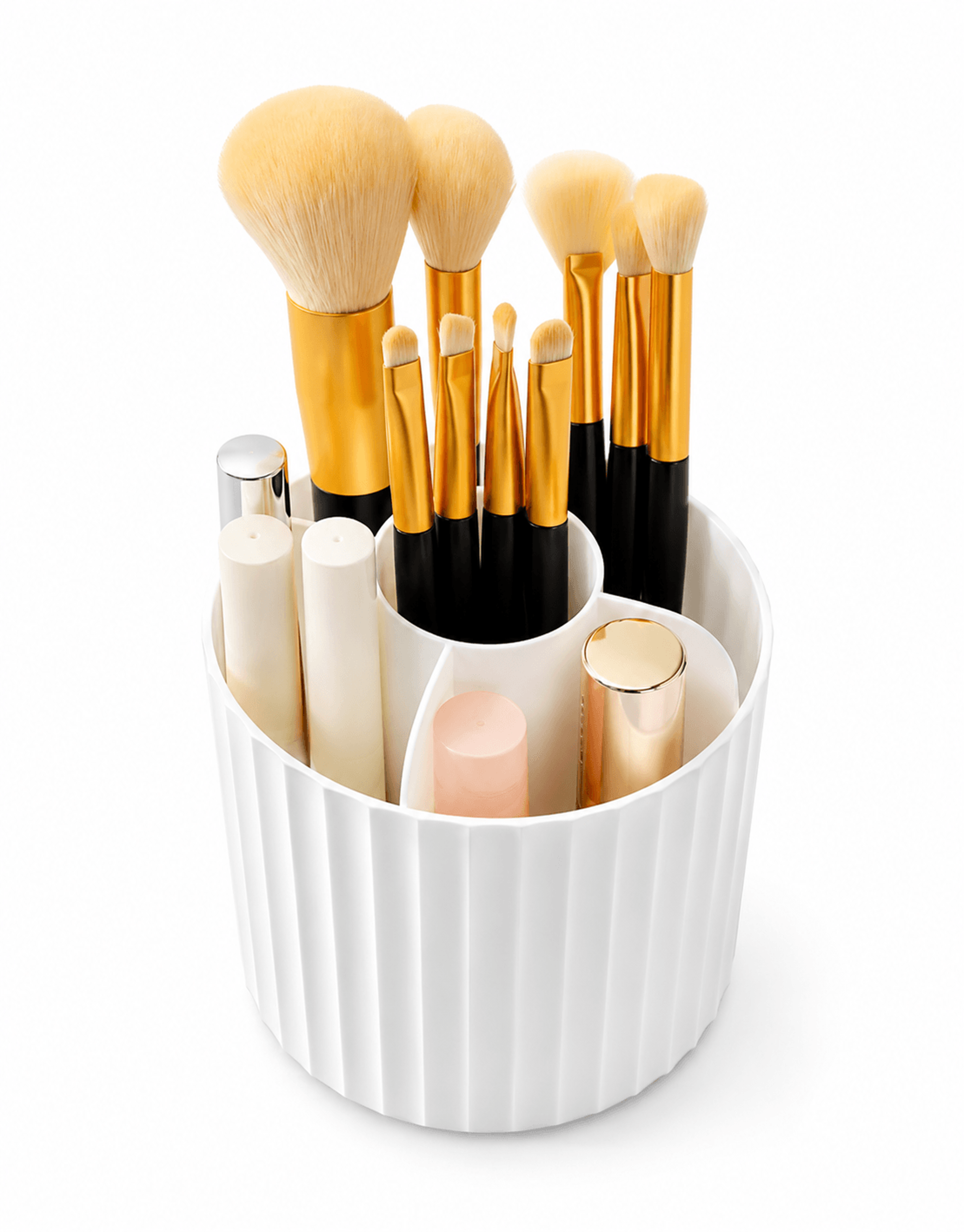 360 rotating makeup brush organizer clear cosmetic storage and desktop brush holder