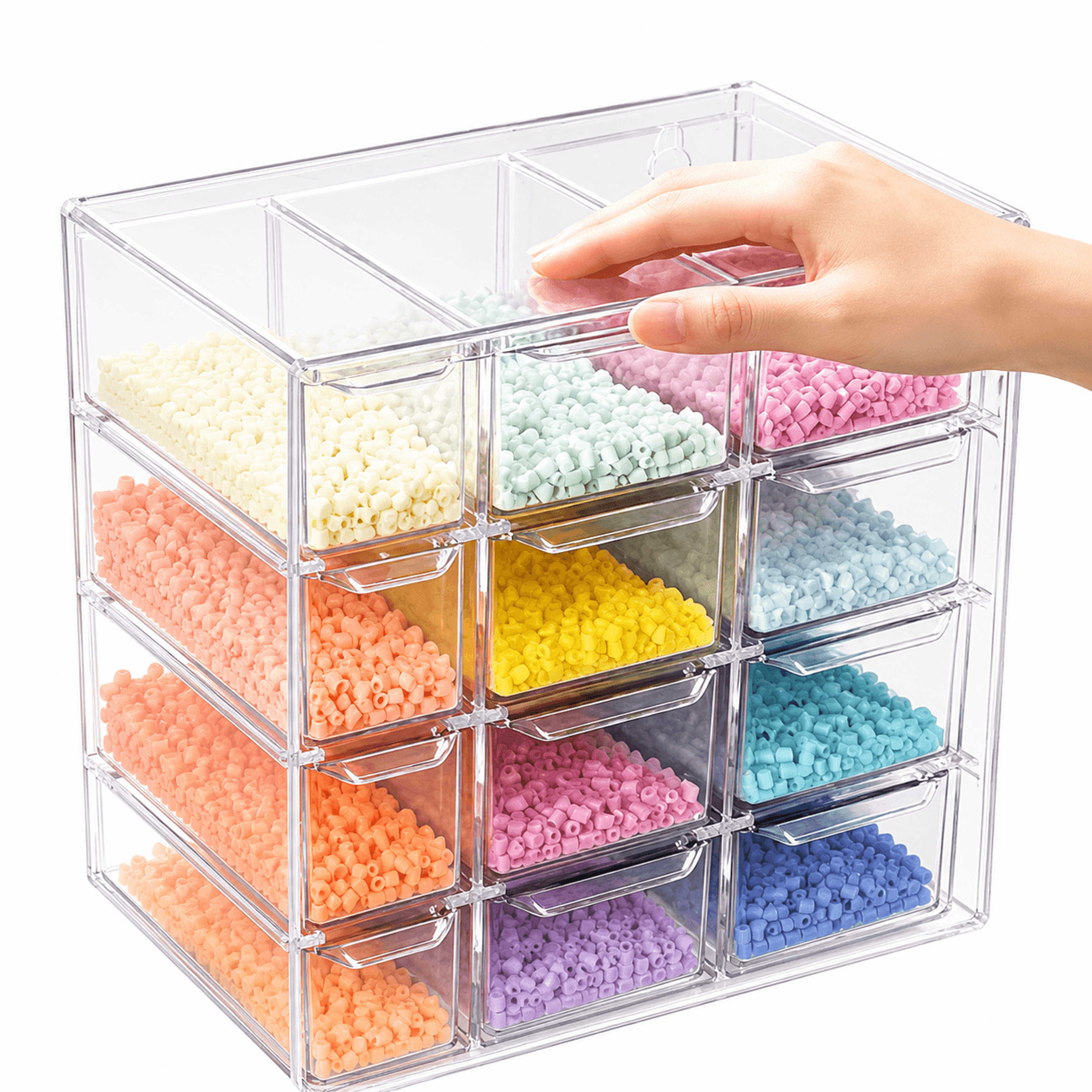 12 compartment bead storage organizer clear desktop craft storage box with drawers