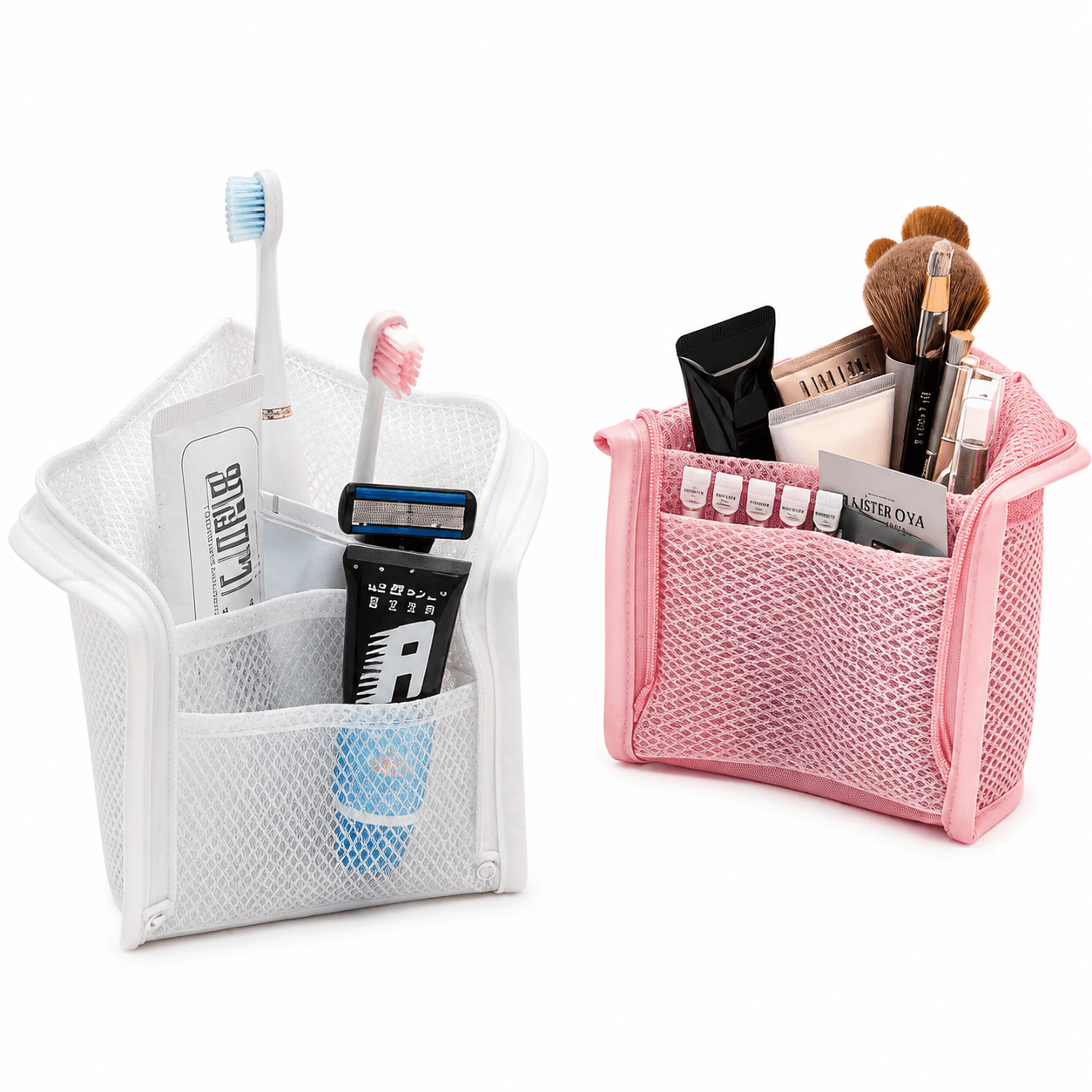 stand up travel makeup bag for women clear makeup organizer with brush holder and zipper