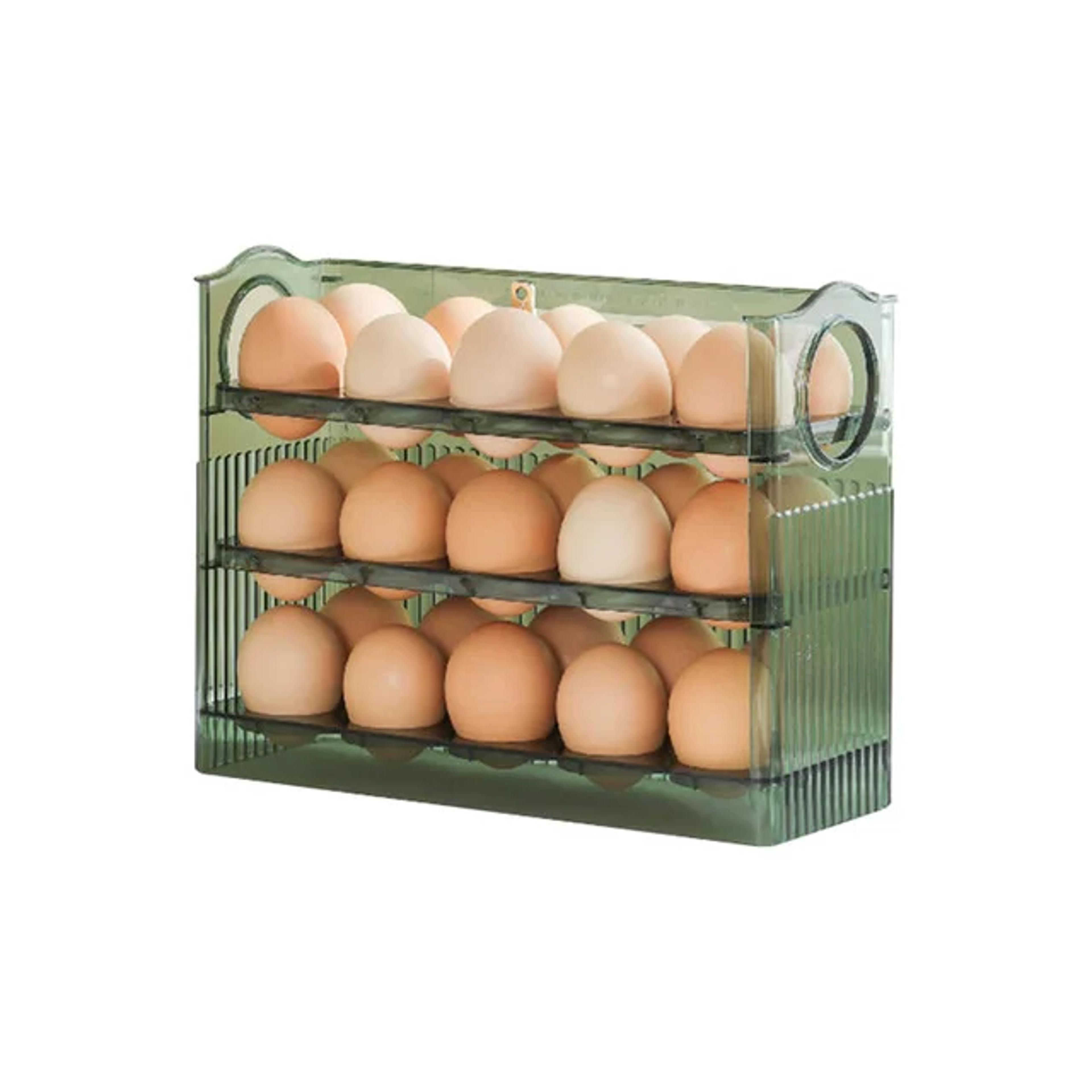 30 egg egg organizer for refrigerator with 3 layer auto flip egg storage container