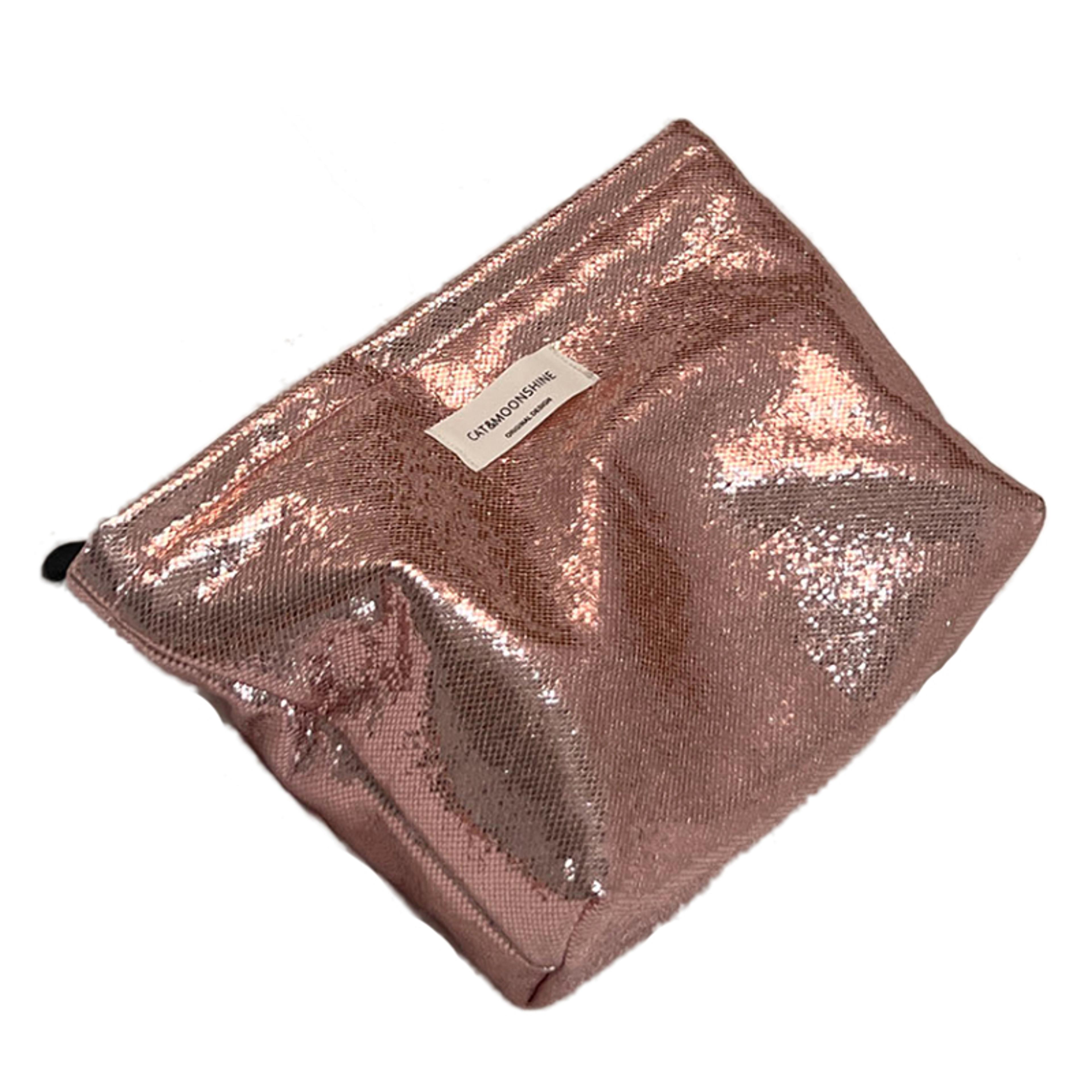 shimmer sequin travel makeup bag and cosmetic organizer pouch for women