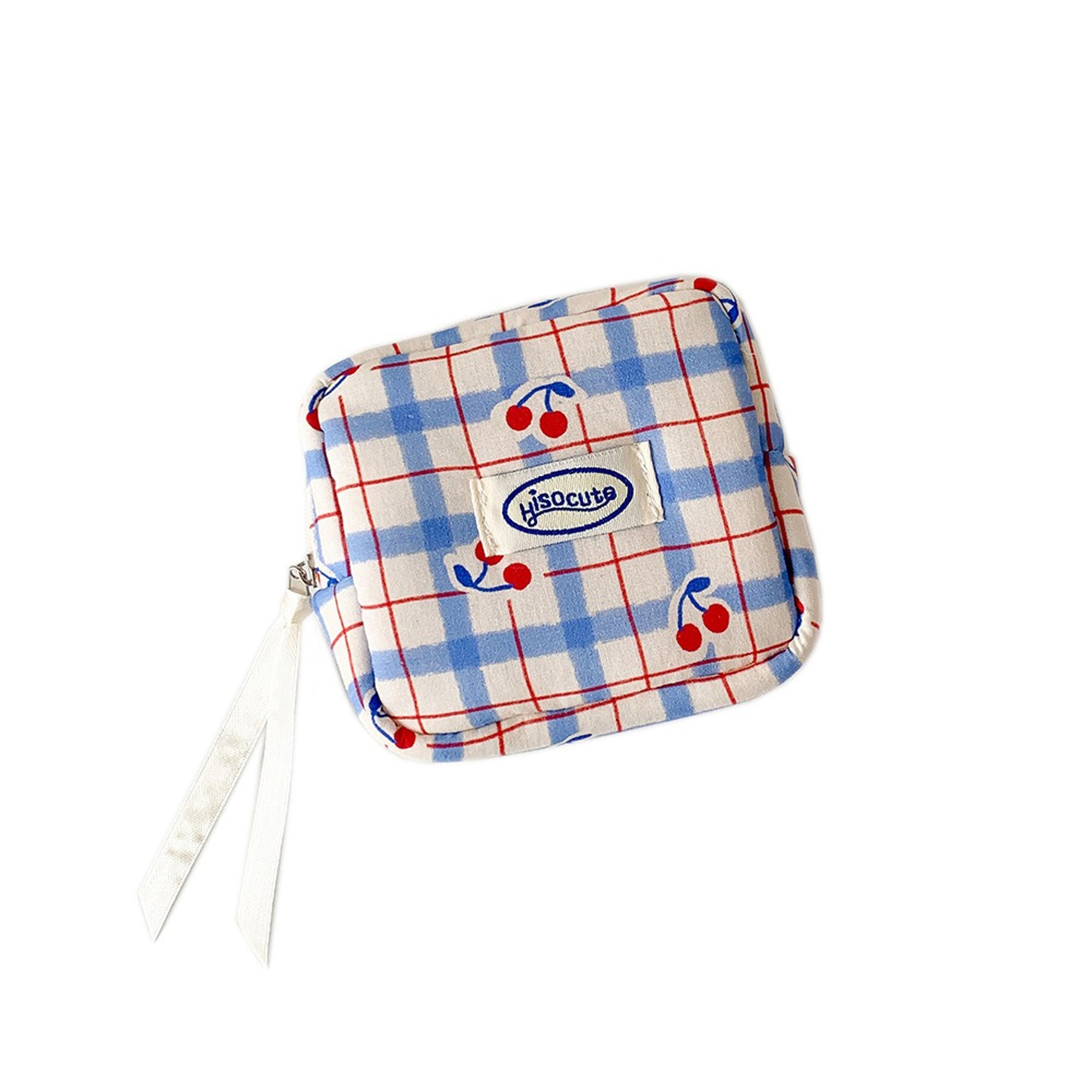 cherry plaid cosmetic bag portable sanitary pad pouch and mini travel organizer