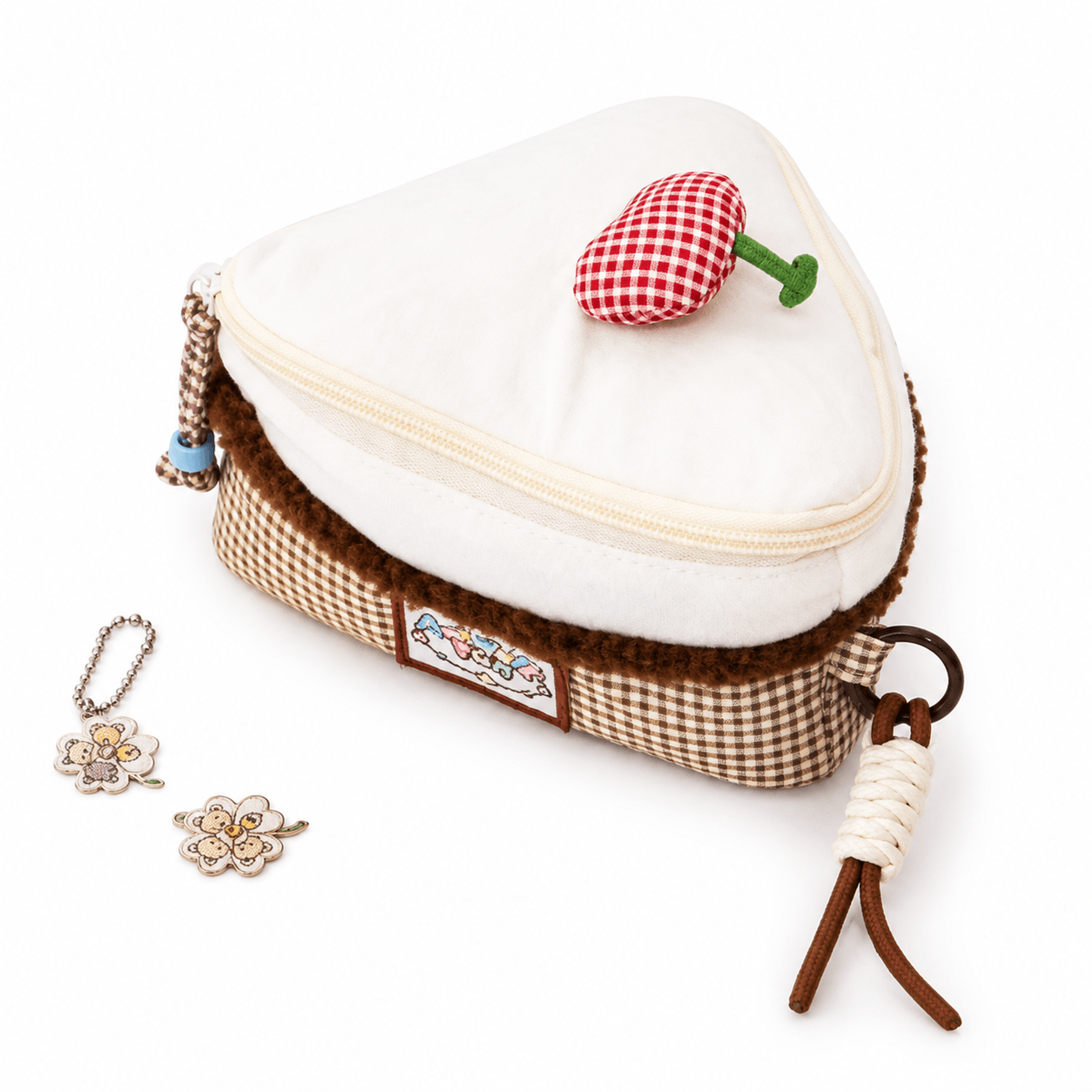 kawaii cherry makeup bag large capacity travel cosmetic bag with triangular flip open design