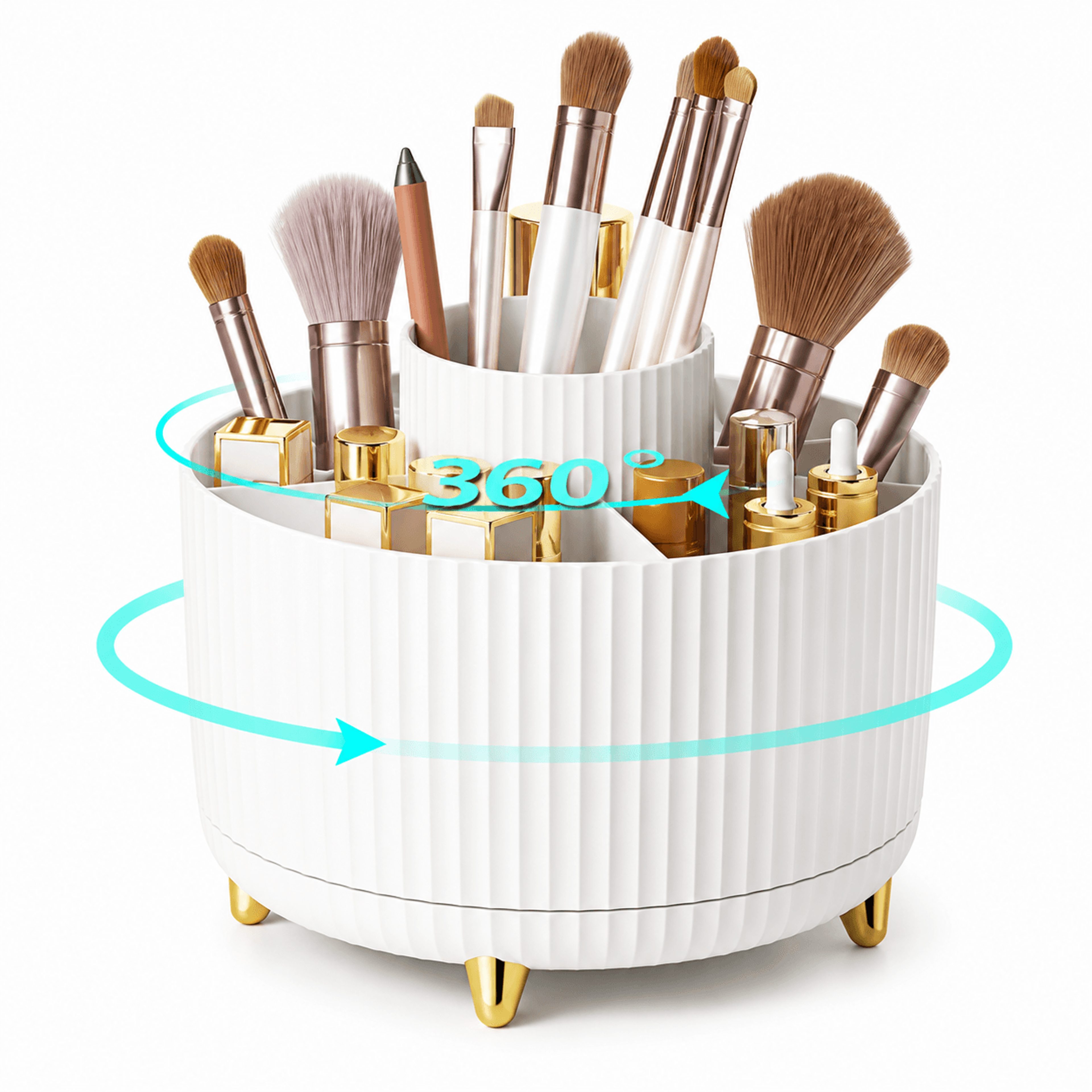 360° rotating makeup organizer large capacity cosmetic storage box