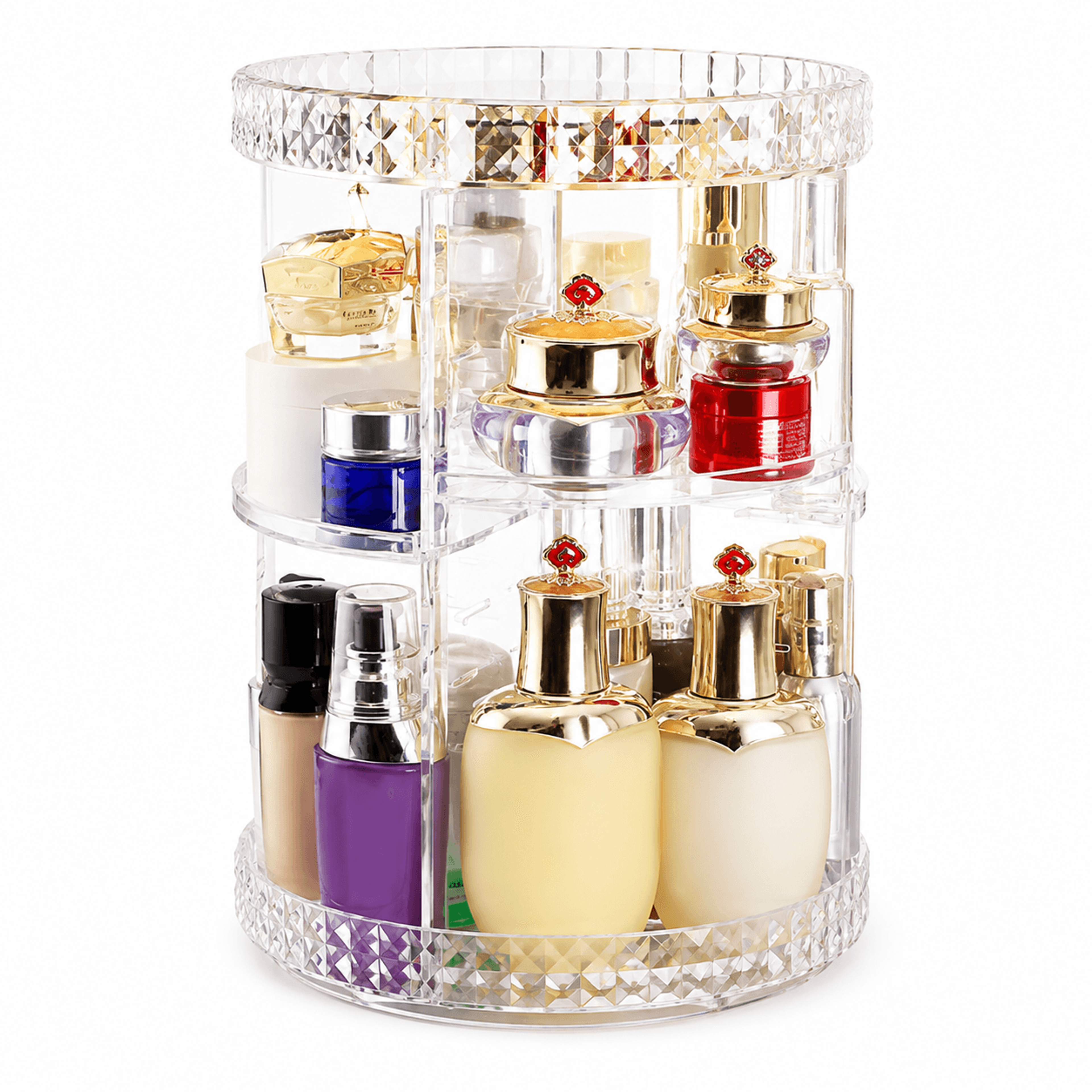 360° rotating acrylic makeup organizer cosmetic storage box