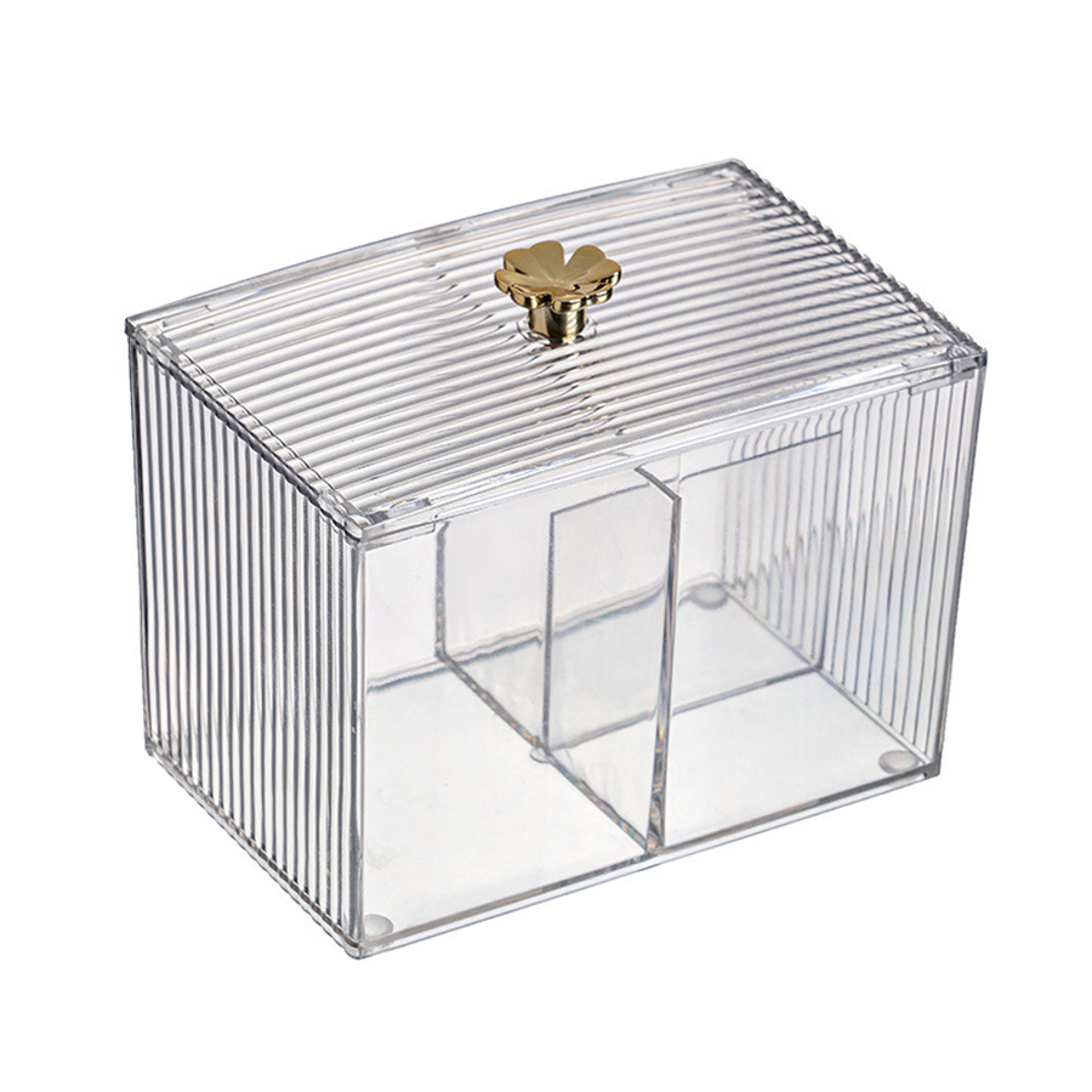3 compartment qtip holder clear apothecary jar with lid for bathroom vanity