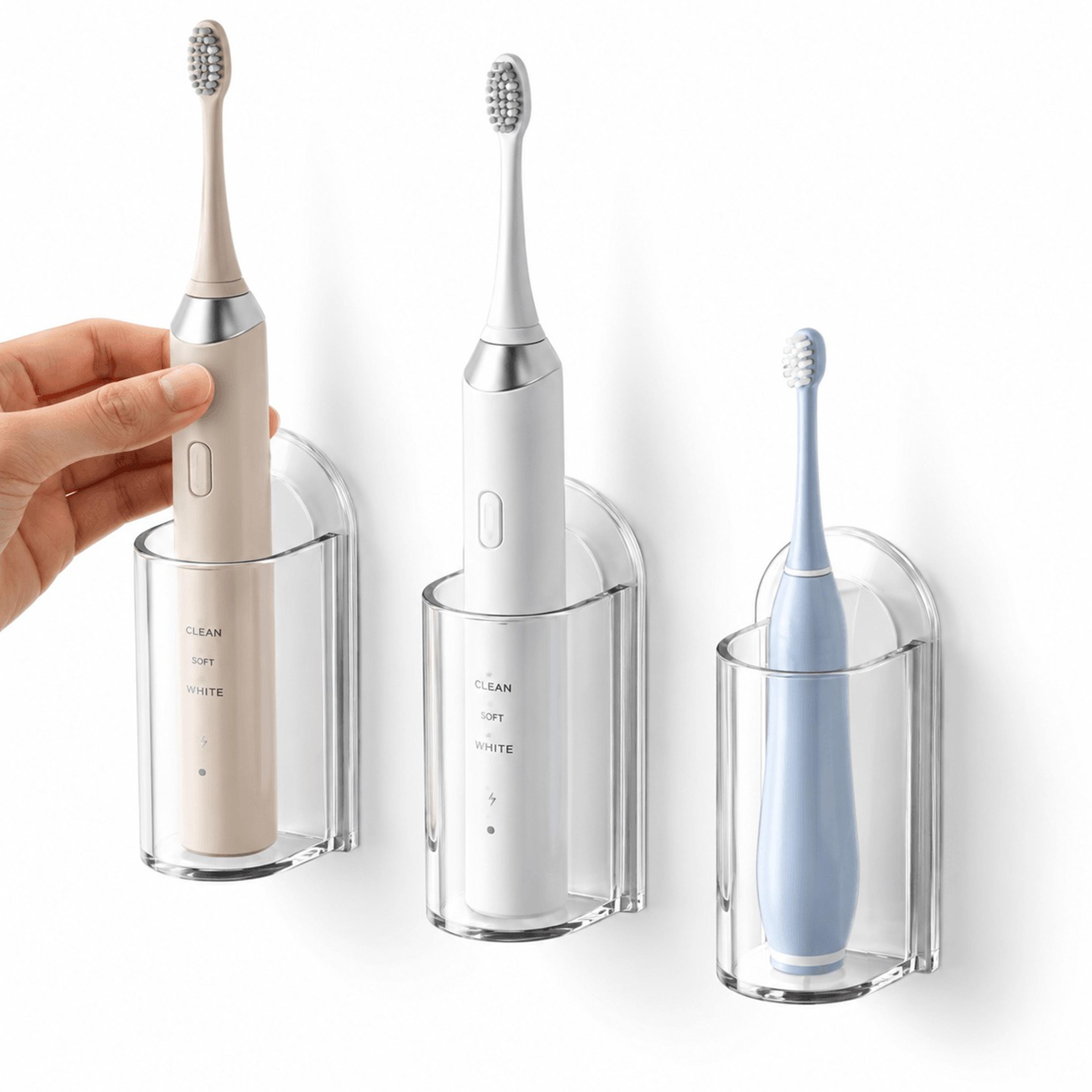 wall mounted electric toothbrush holder punch free bathroom organizer