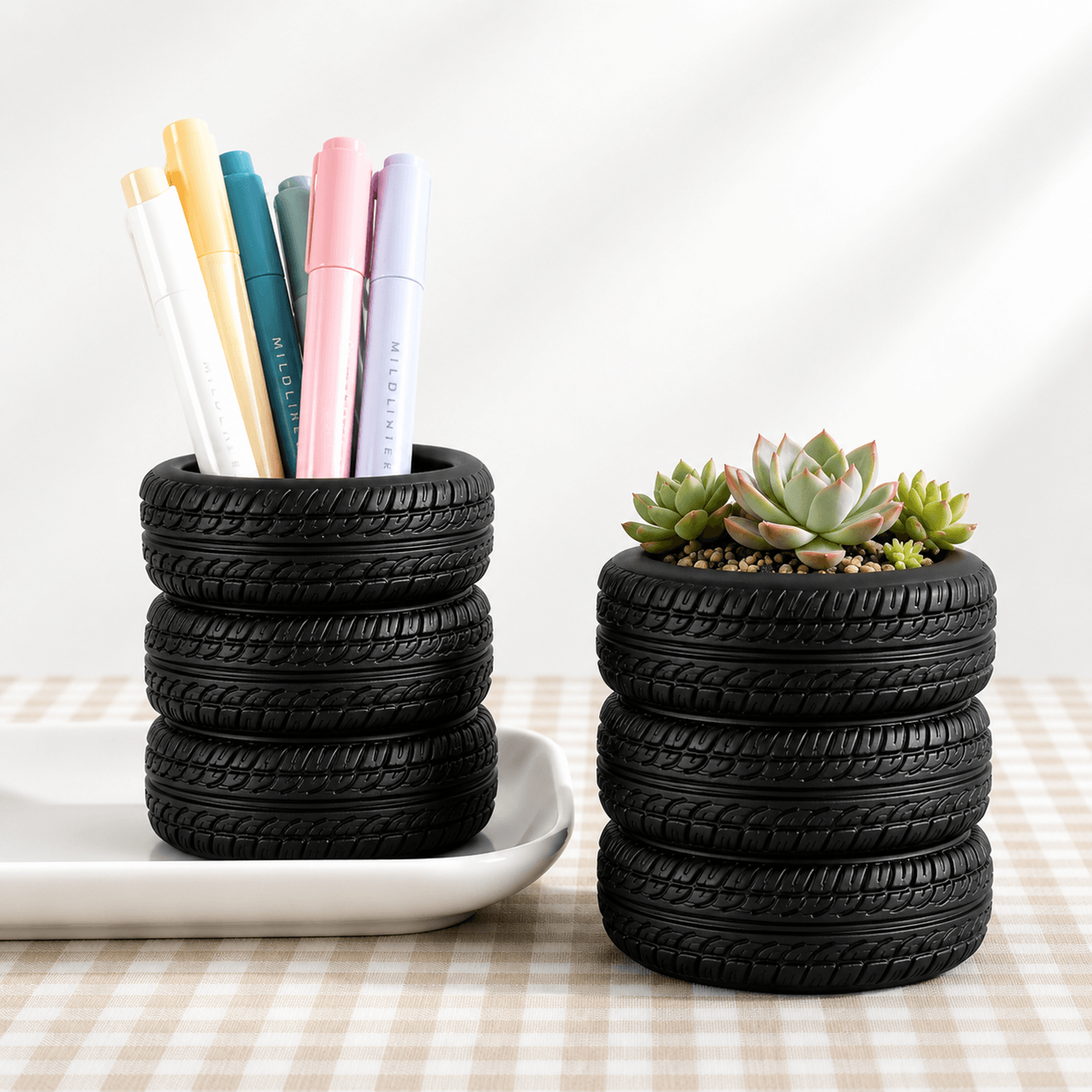 tire shaped pen holder desk organizer for pens makeup brushes and stationery