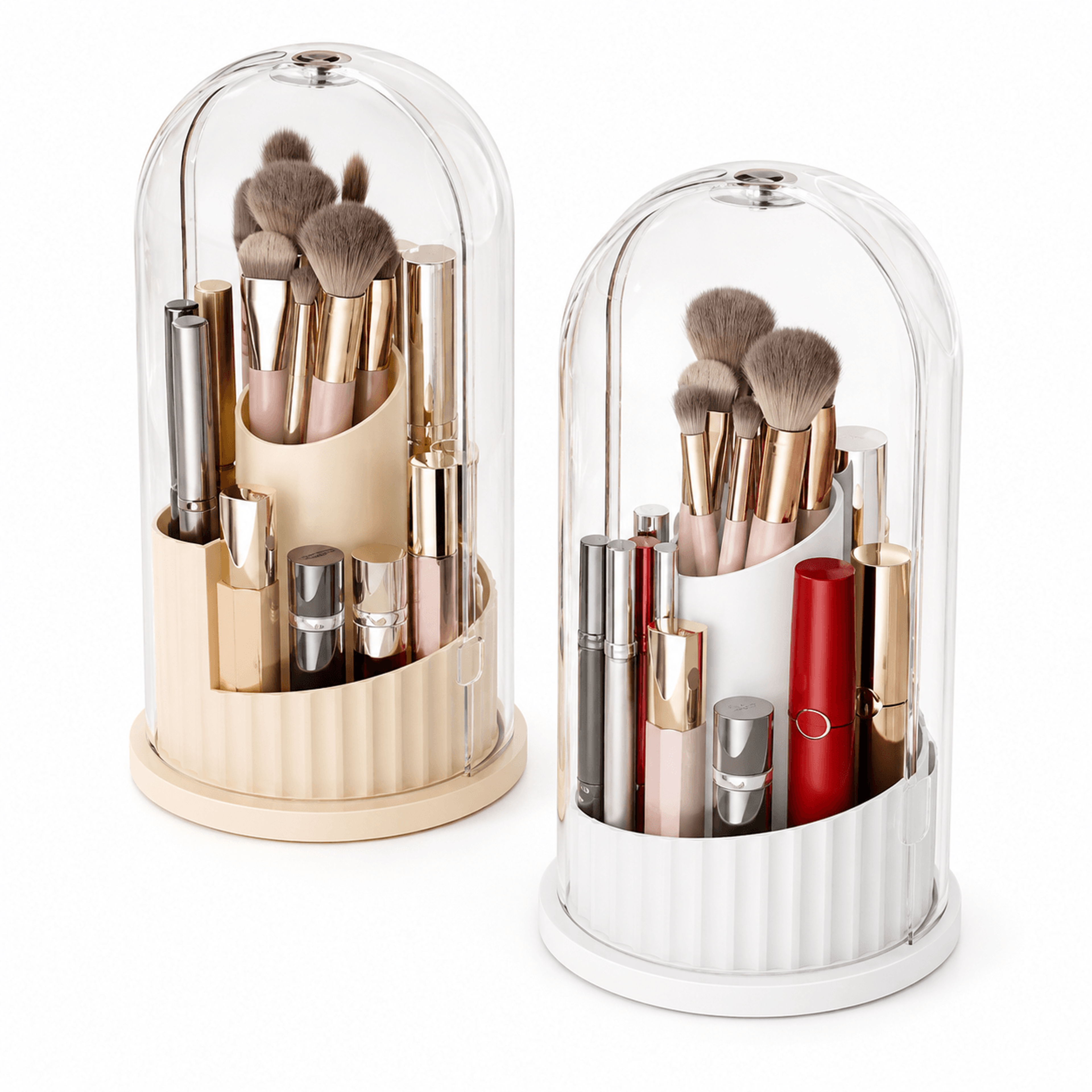 180° rotating makeup organizer box with lid, large capacity cosmetic storage holder