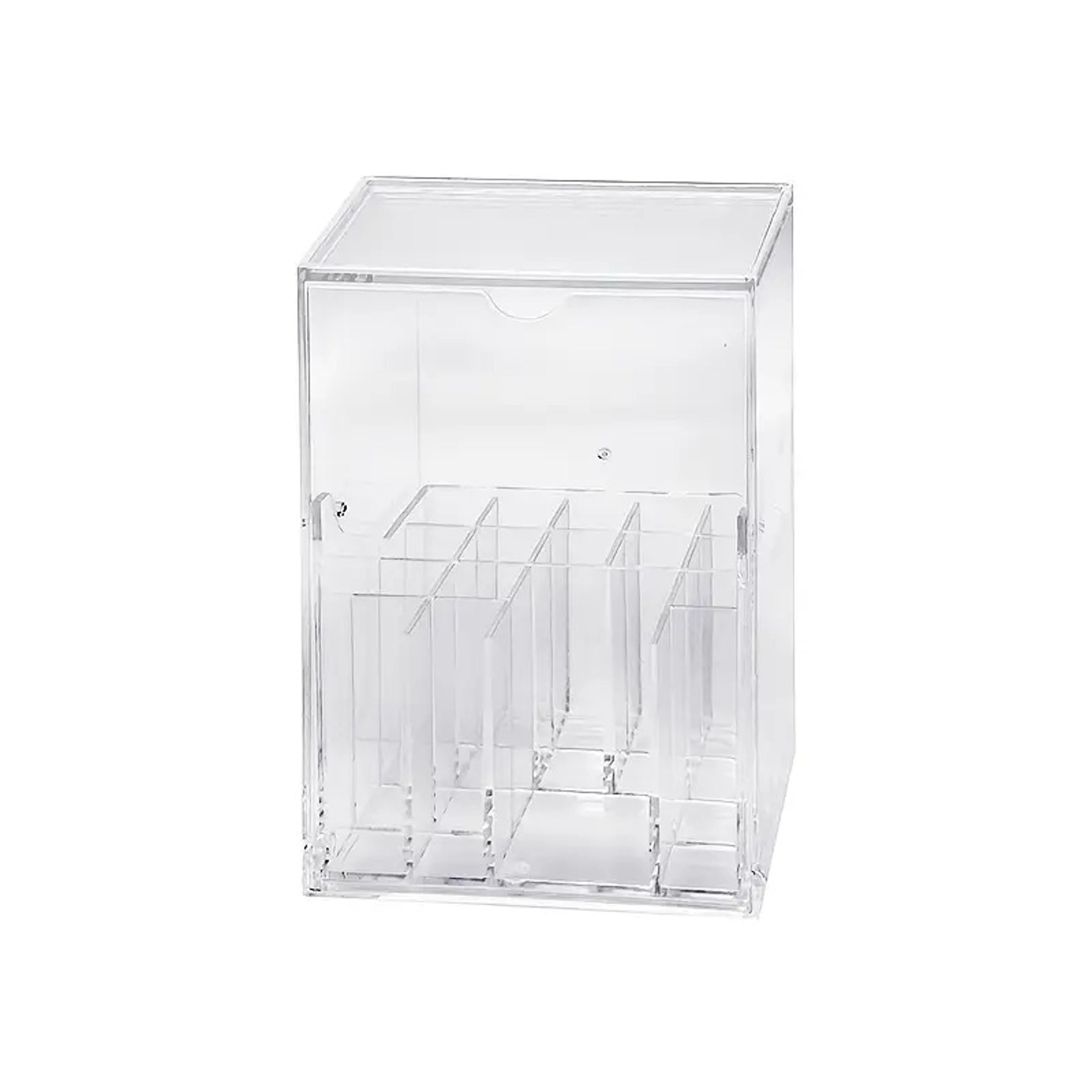 clear makeup brush holder flip top dust proof cosmetic storage box and vanity organizer
